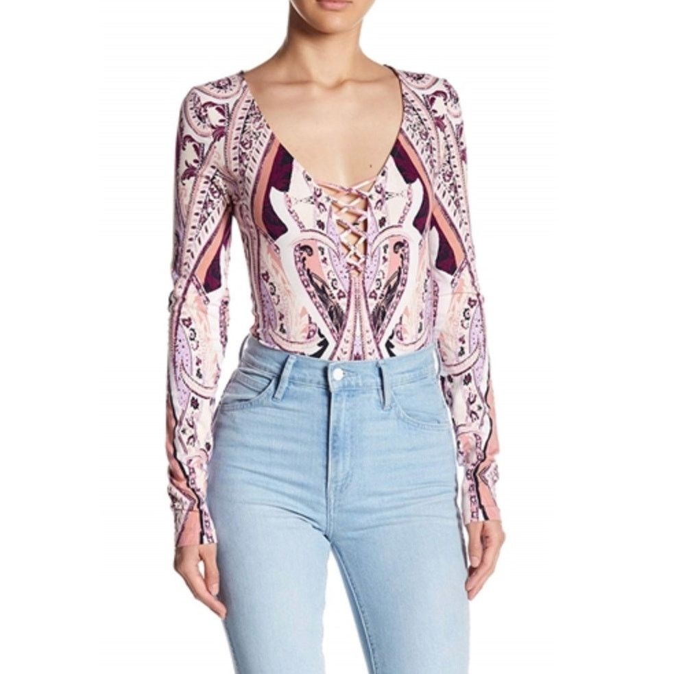 Free People Free People Long Sleeve Boho Pick A Place Bodysuit, Size XS Size XS / US 0-2 / IT 36-38 - 1 Thumbnail