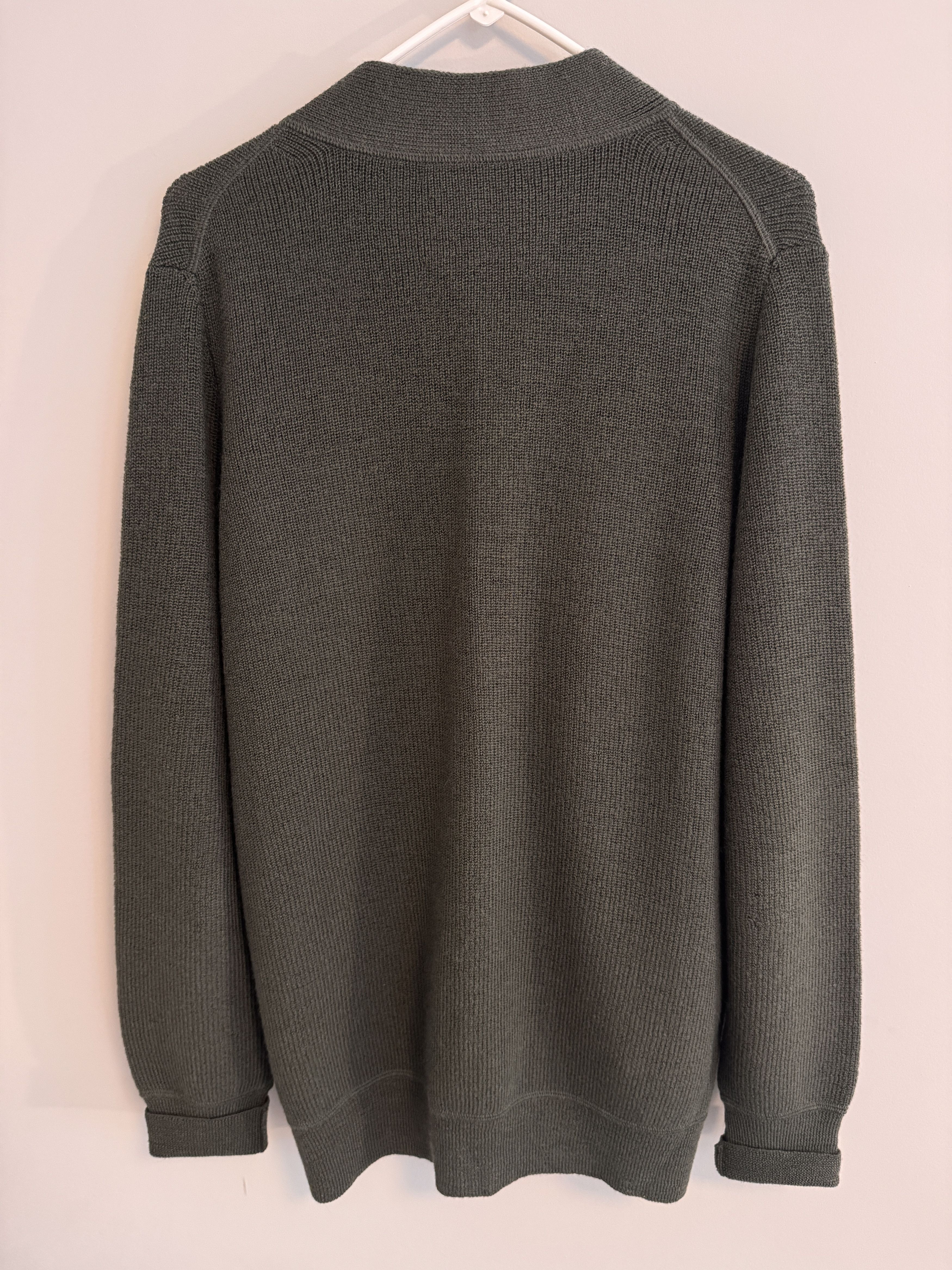 Margaret Howell MHL Men's Flatlock Cardigan in Uniform Green Size US S / EU 44-46 / 1 - 6 Thumbnail