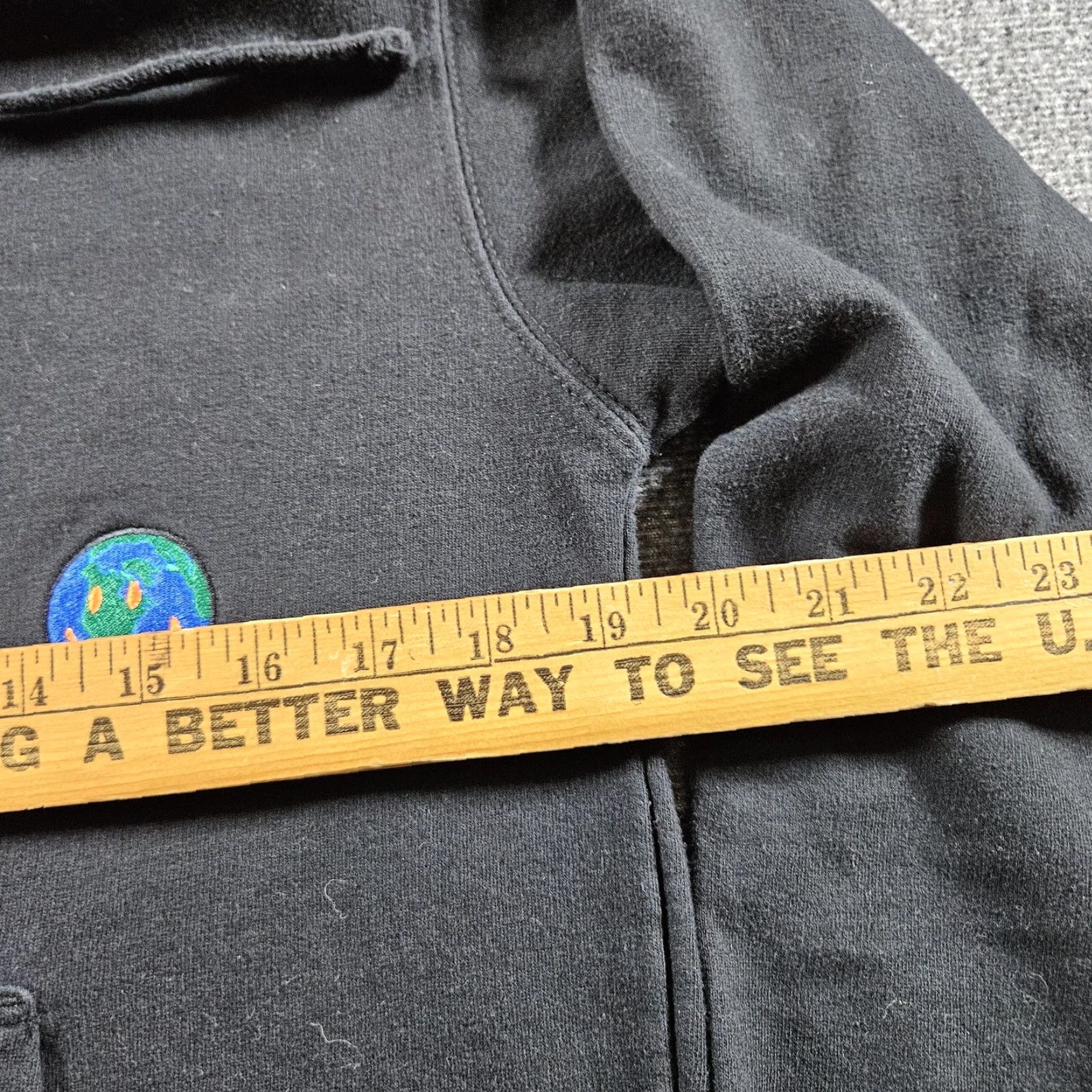 Hereu Astroworld Hoodie Mens Small Black Graphic Print Embroidered Fleece Hooded Pockets Pullover Cotton Polyester Size US S / EU 44-46 / 1 - 7 Thumbnail