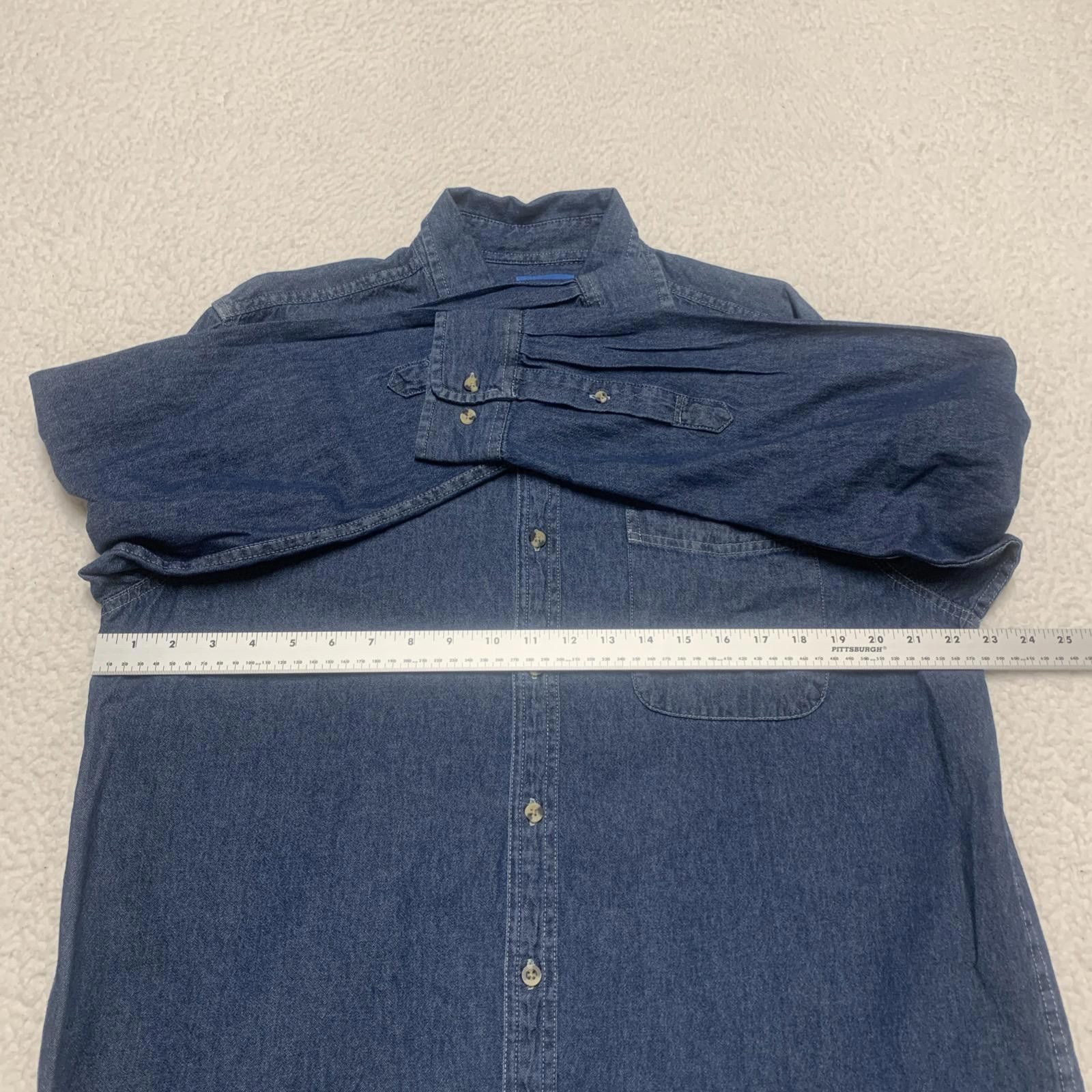 Other Port & Company Men's L Denim Blue Work Shirt NYCHA Size US L / EU 52-54 / 3 - 4 Thumbnail