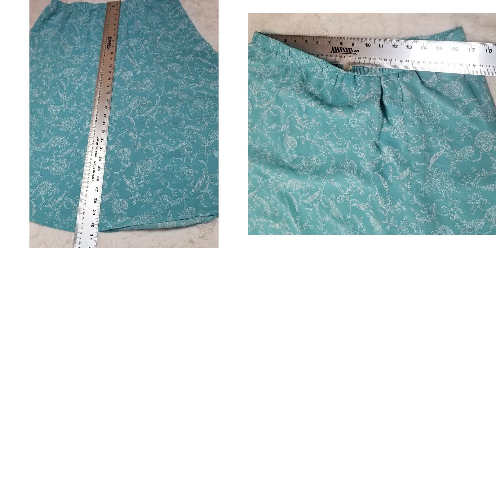 Vintage Appleseed's Skirt Floral Pull-On Elastic Waist Size 16W Sky Blue Womens Knee Length Size 38" / US 16 / IT 52 - 8 Thumbnail