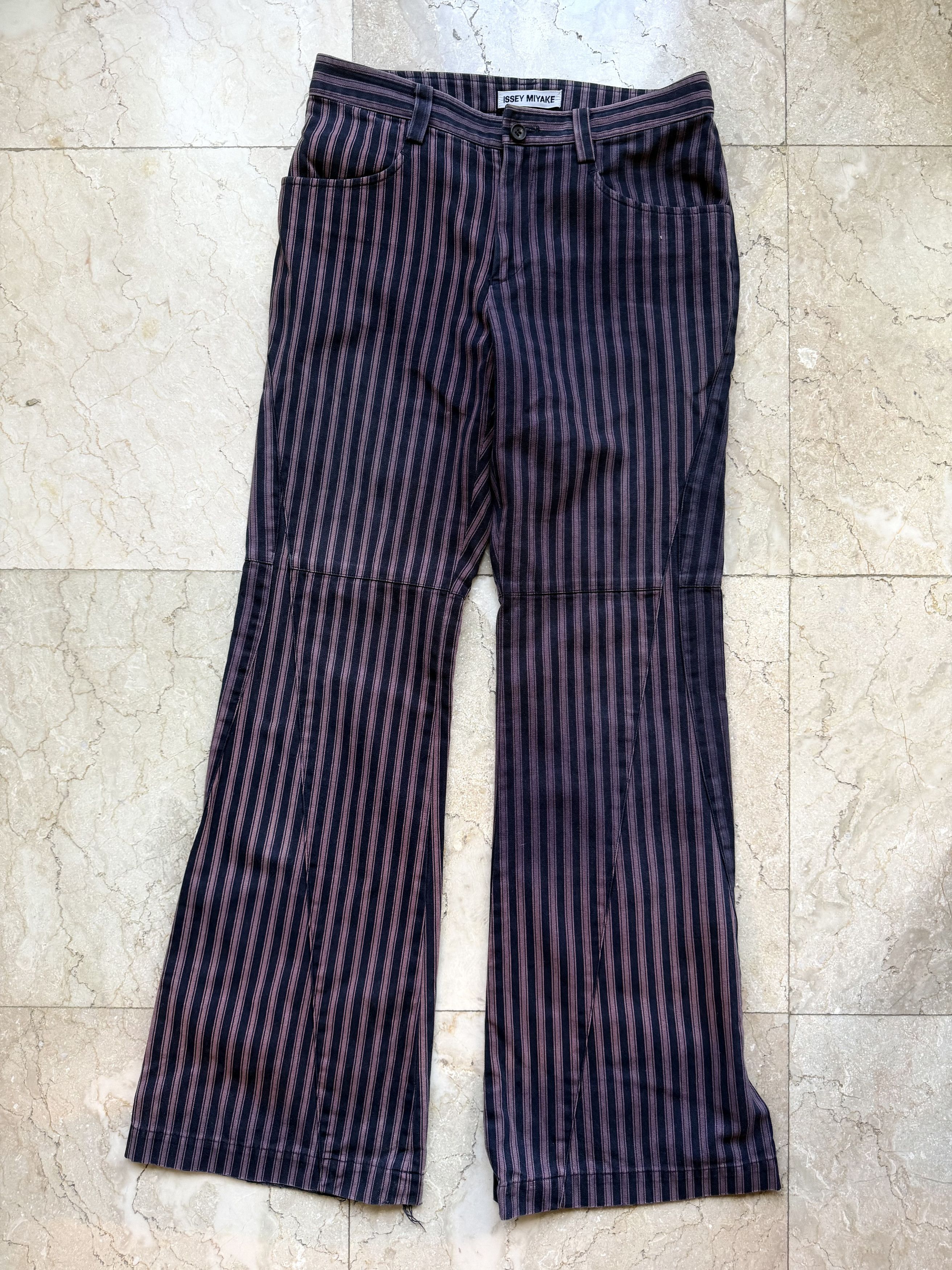 Issey Miyake Issey Miyake Striped Trousers Two Tone Panel Pants Japan Size 29" - 1 Thumbnail