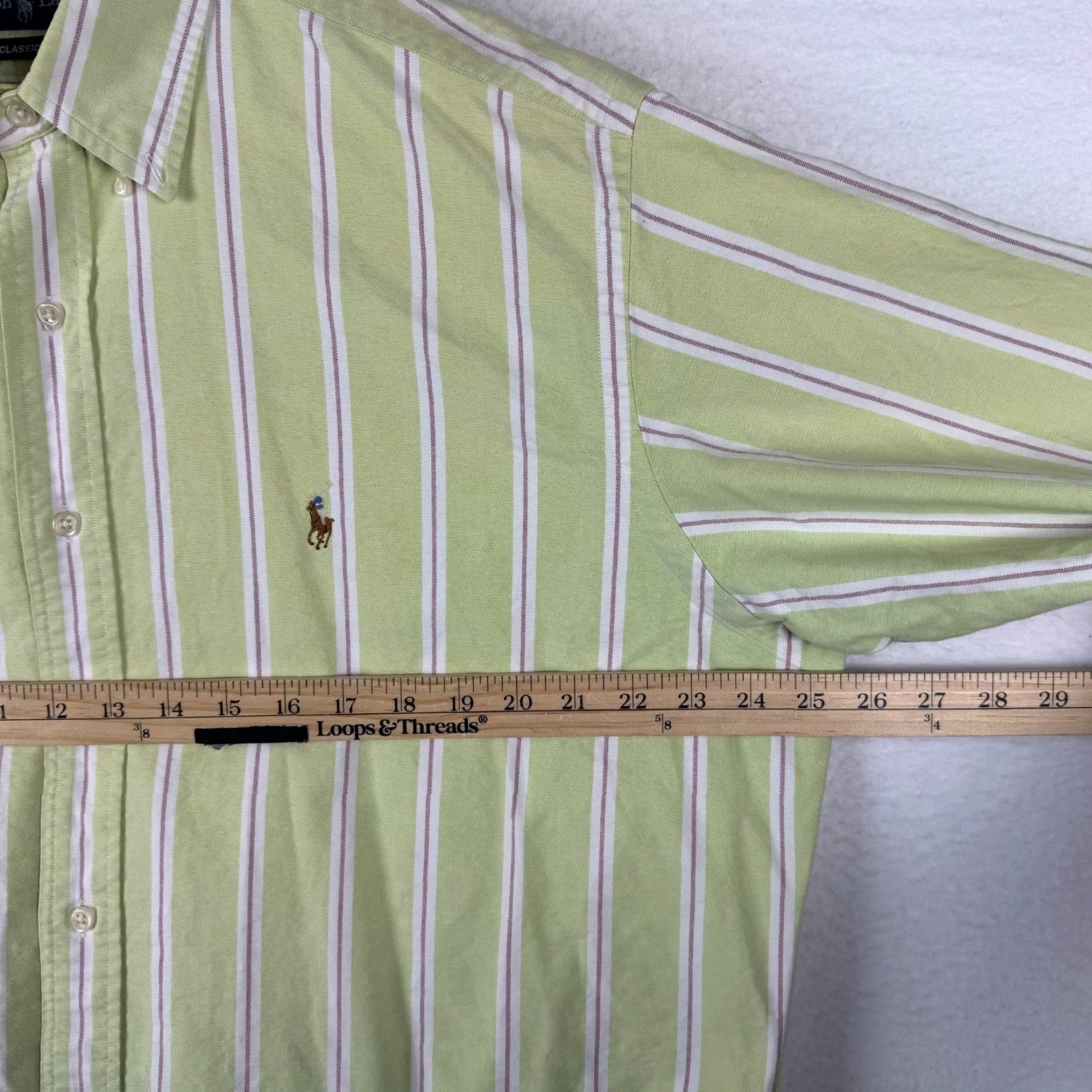 Ralph Lauren Ralph Lauren Men's Large Classic Fit Long Sleeve Button-Up Green Pink Striped Shirt Size US L / EU 52-54 / 3 - 7 Thumbnail