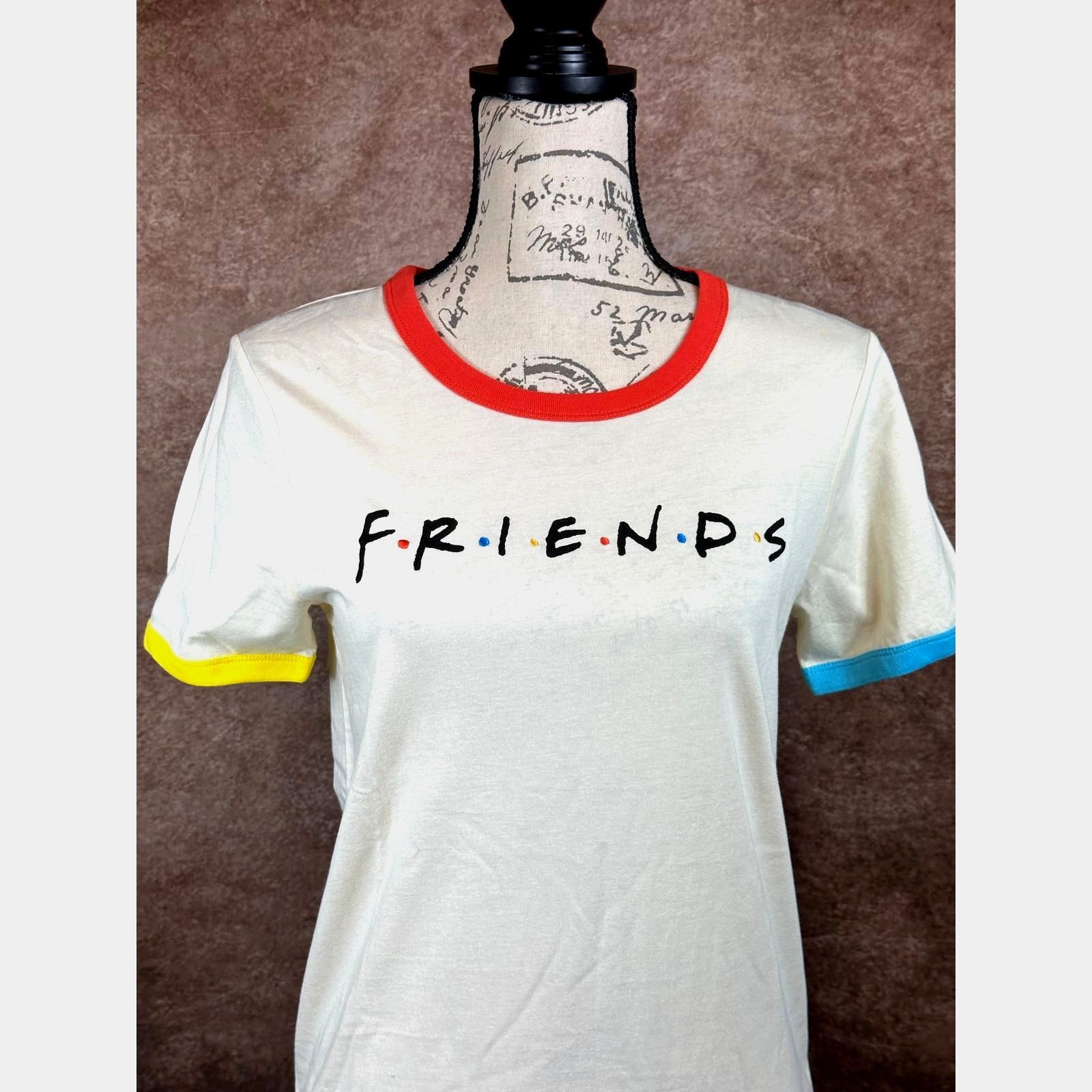 Other Friends Rainbow Beige with Multicolor Neck & Cuffs Tee M Size M / US 6-8 / IT 42-44 - 2 Thumbnail