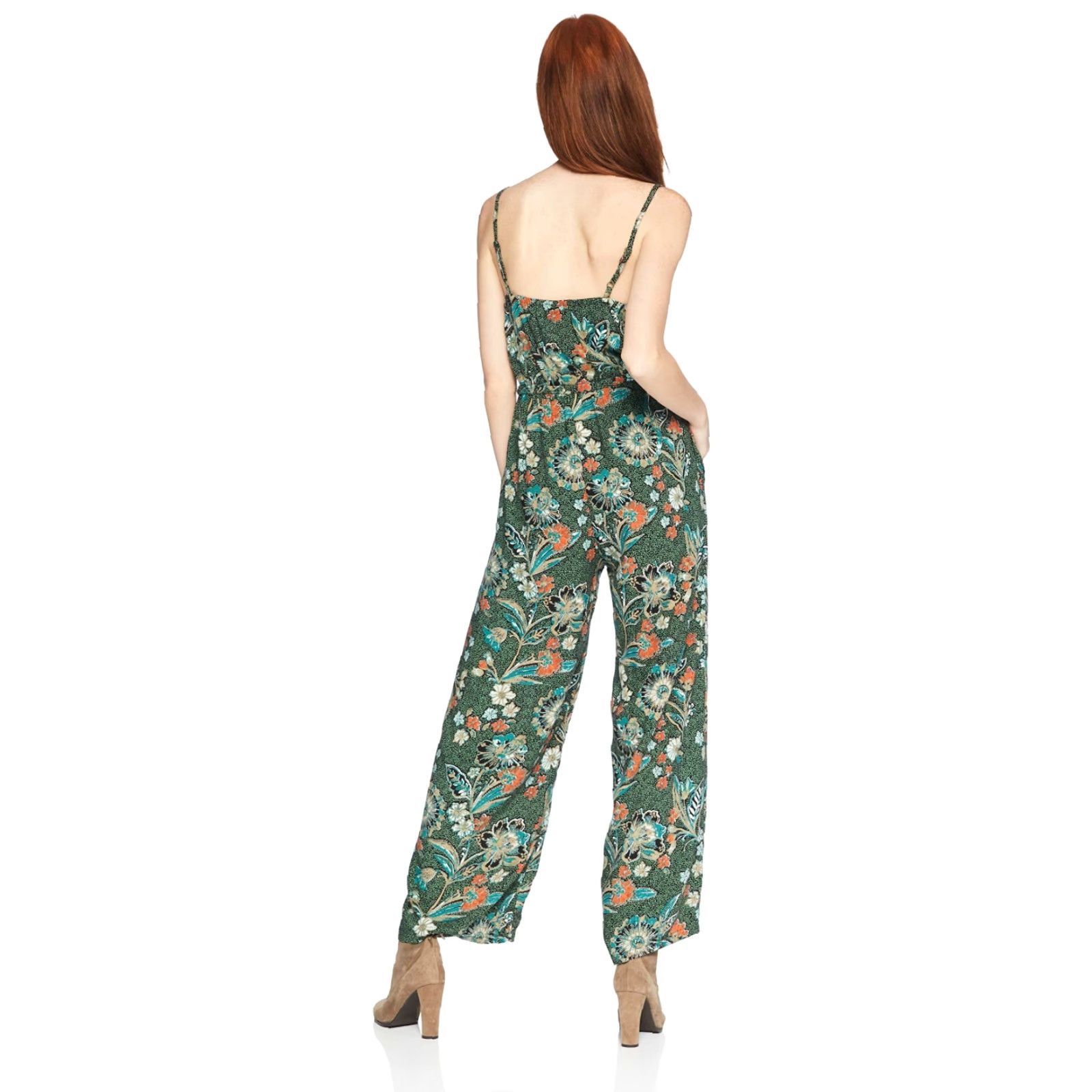 Vintage Angie Jumpsuit Women's Size Large Green Spaghetti Strap Ruffle Size 36" / US 14 / IT 50 - 2 Thumbnail