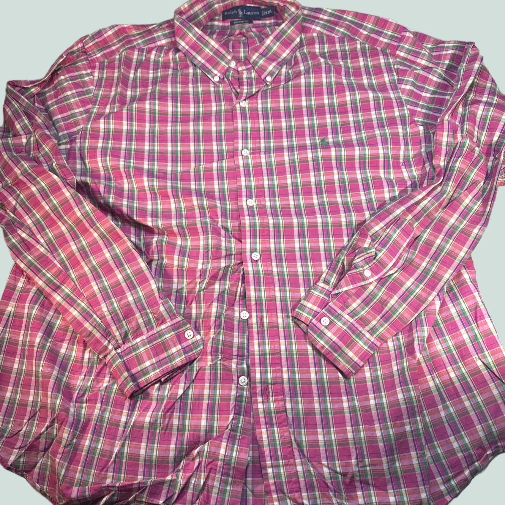 Ralph Lauren Ralph Lauren Button-Down XXL Shirt Pink Plaid Classic Fit Long Sleeve Multicolor Cotton Knit Button-Up Mens Size US XXL / EU 58 / 5 - 1 Thumbnail