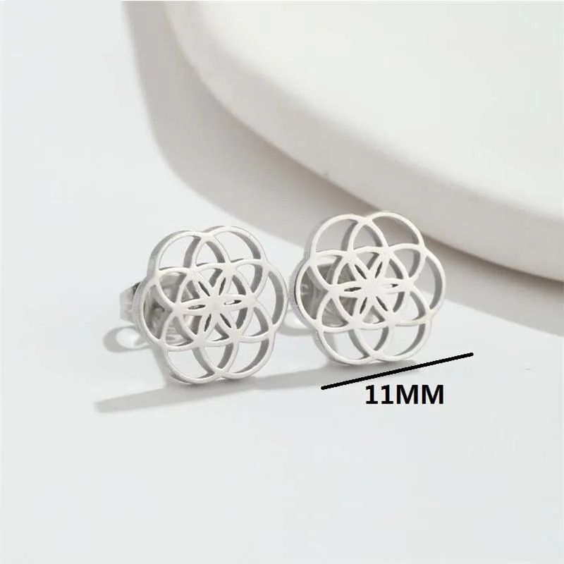 Jewelry Geometric Flower Mini Stud Earrings Charm Earring Gift Size ONE SIZE - 2 Thumbnail