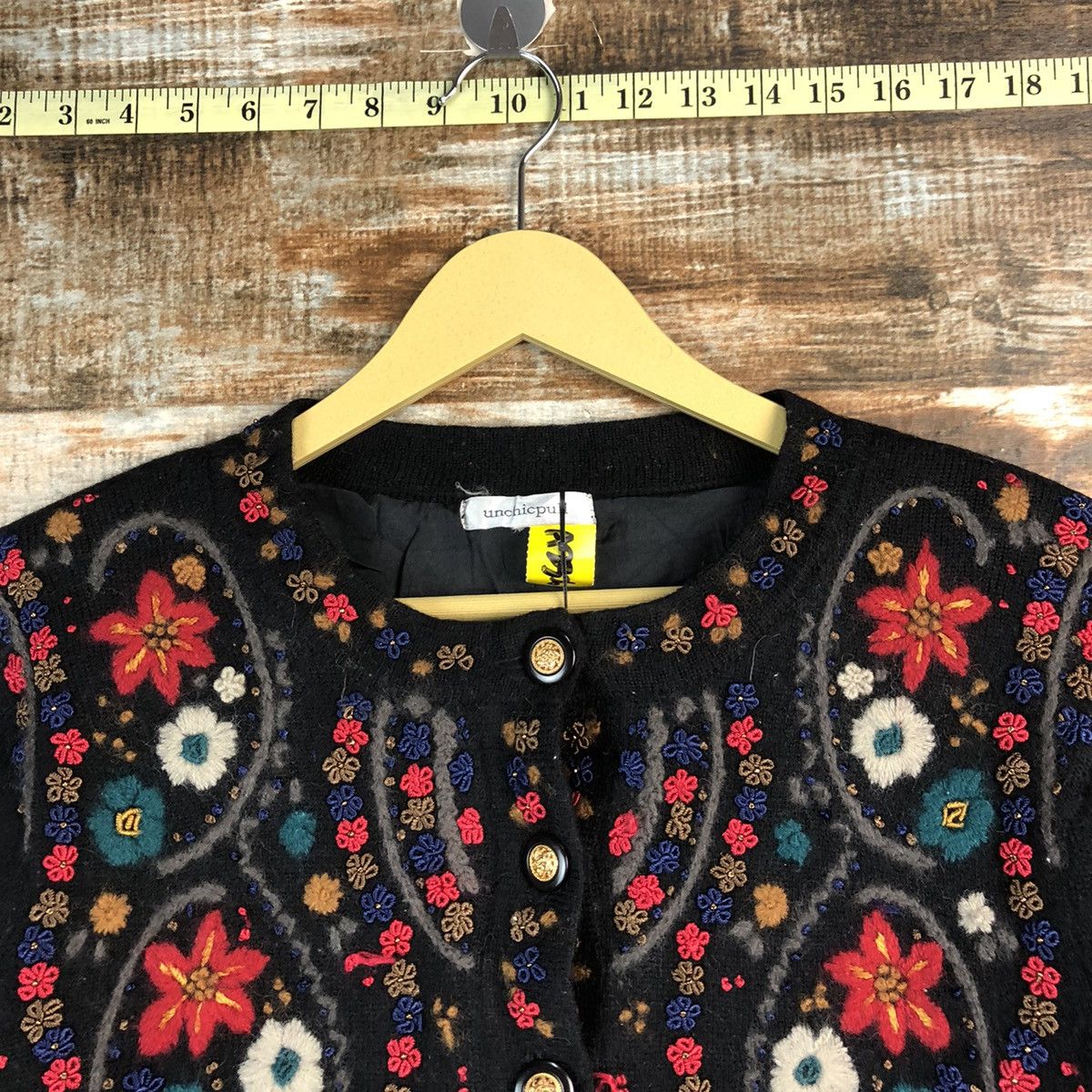 Vintage Unchipull Black Patterned knitwear Cardigans #A2326 Size S / US 4 / IT 40 - 4 Thumbnail