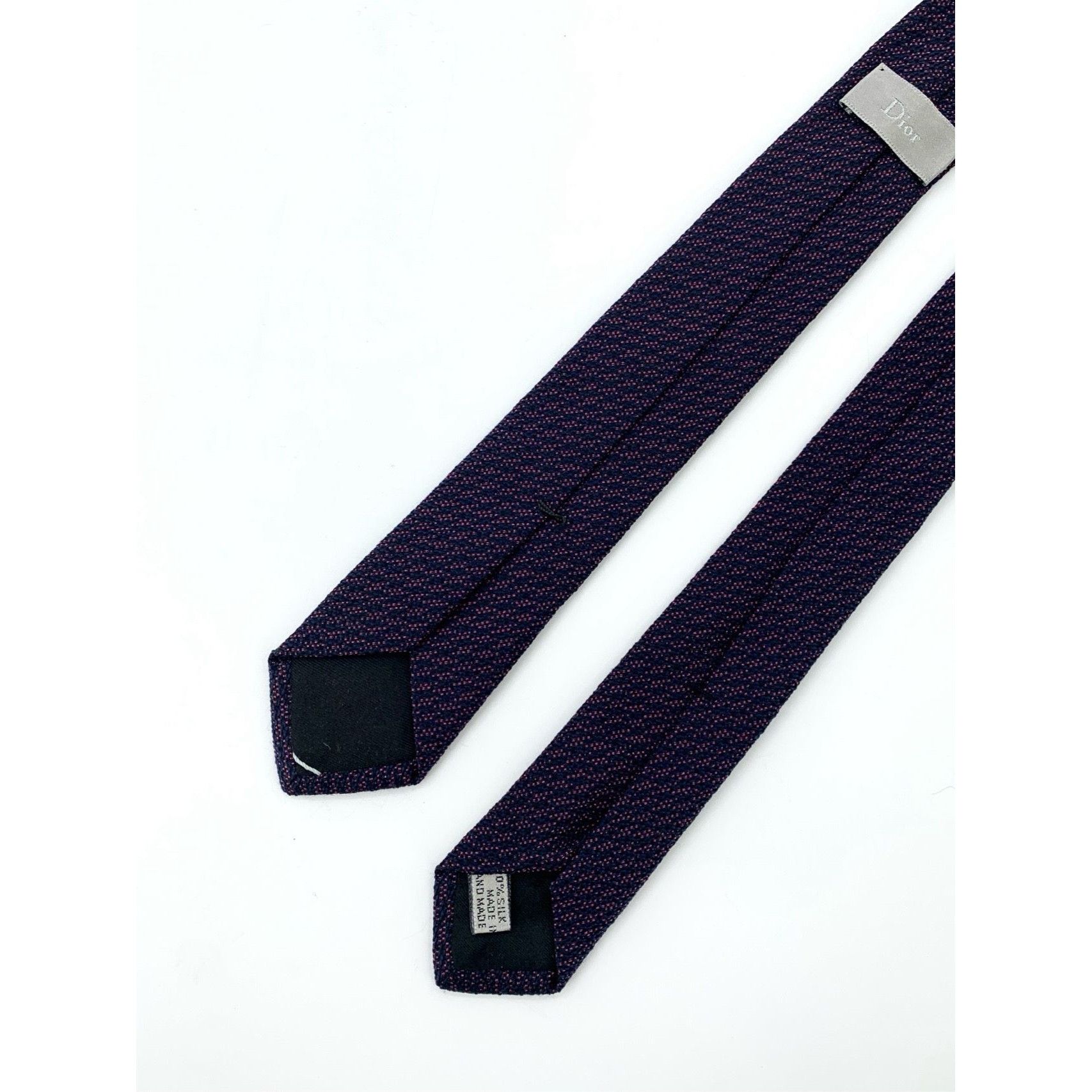 Dior Dior Mens Textured Woven Silk Tie In Purple & Black Size ONE SIZE - 6 Thumbnail