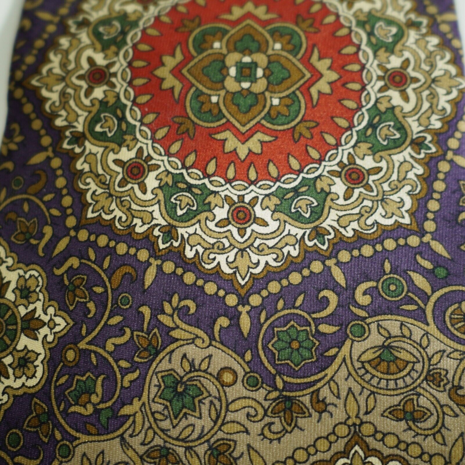 Vintage American Traditions USA Barogue Floral Tan Purple Print Wide Size ONE SIZE - 2 Thumbnail