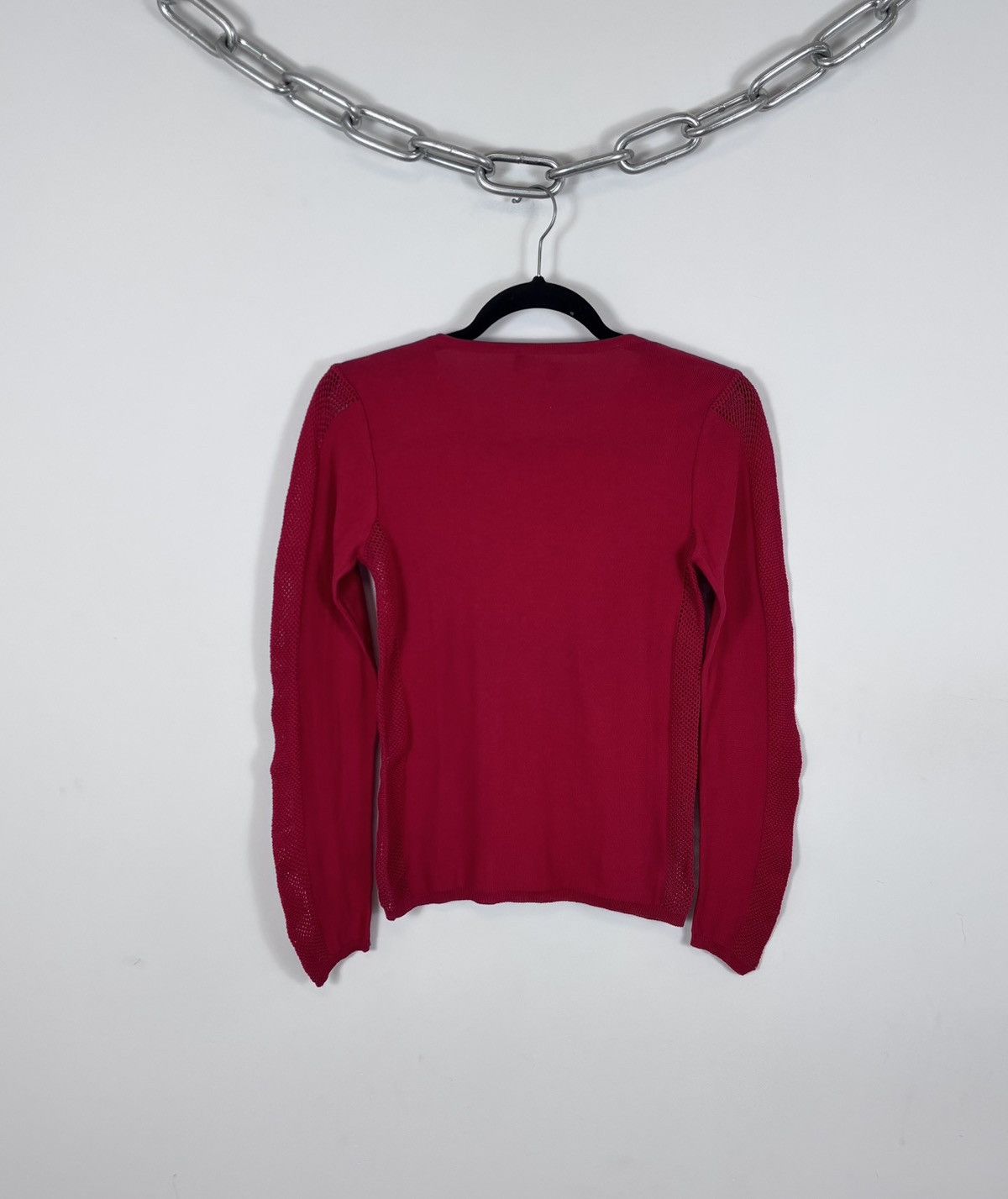 Sonia Rykiel Vintage Sonia Rykiel Women’s Red Mesh Knit Sweater Pullover Size S / US 4 / IT 40 - 10 Thumbnail