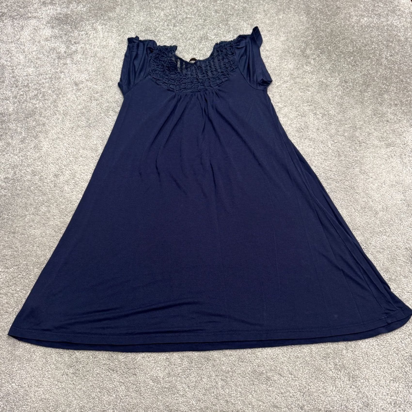 Juicy Couture Juicy Couture Dress Womens Medium Navy Blue Smocked Knit Flutter Sleeve A-Line Size M / US 6-8 / IT 42-44 - 2 Thumbnail