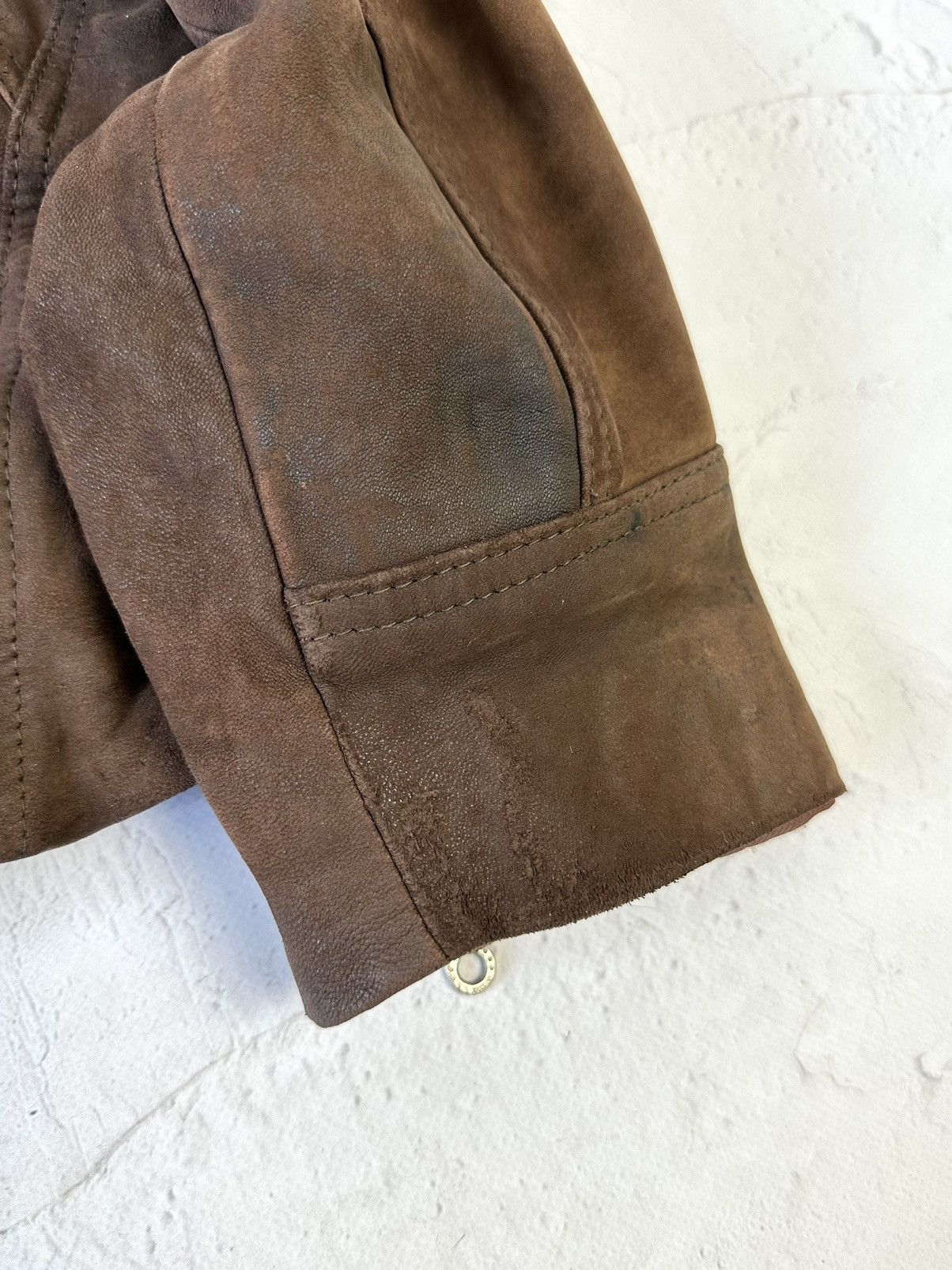 Vintage Vintage Real Leather Brown Cropped Biker Jacket Size M / US 6-8 / IT 42-44 - 8 Thumbnail