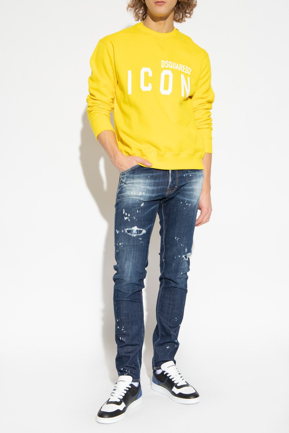 Dsquared2 DSQUARED2 yellow Icon logo print cotton sweatshirt XXL Size US XXL / EU 58 / 5 - 3 Thumbnail