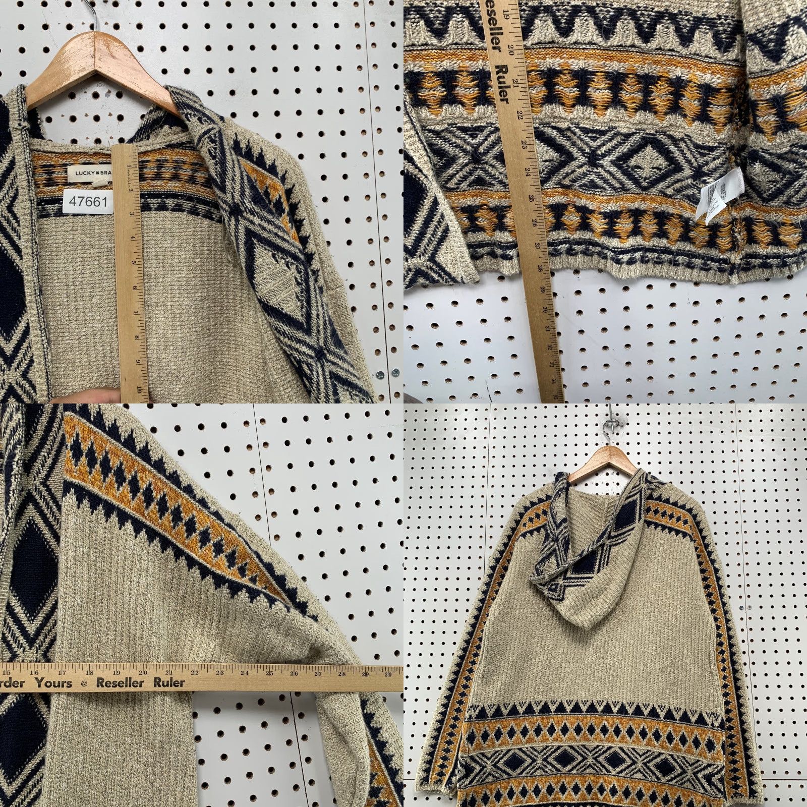 Lucky Brand Lucky Brand Aztec Cardigan Sweater Womens Large Beige Cotton Blend Size L / US 10 / IT 46 - 9 Thumbnail