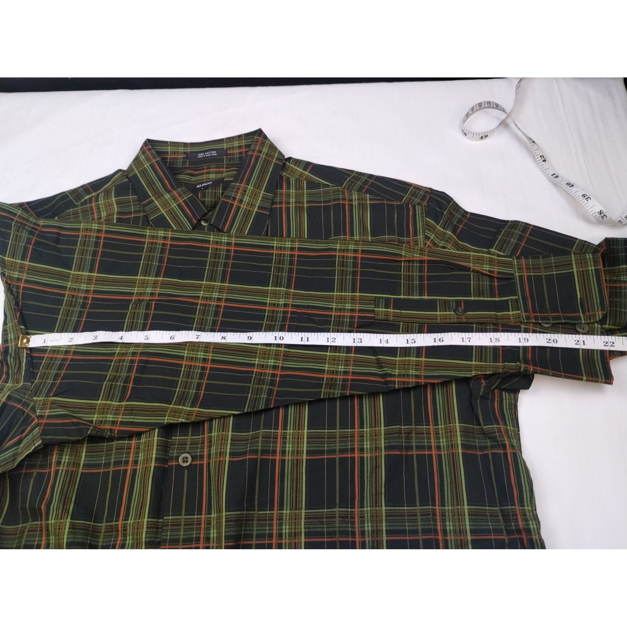Alfani Alfani Men's Green Plaid Shirt/Button Up Size L SKU 3992 Size US L / EU 52-54 / 3 - 9 Thumbnail