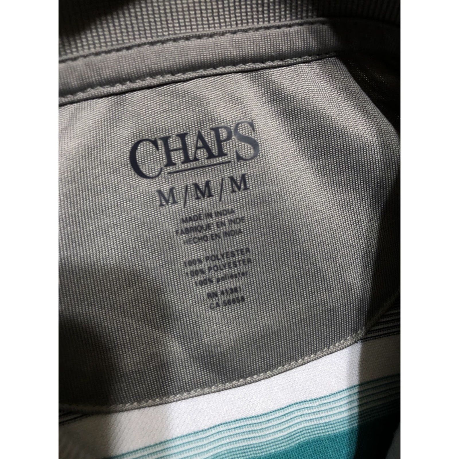 Chaps Chaps Medium Golf Polo Shirt Light Gray Striped Short Sleeve Casual Mens Size US M / EU 48-50 / 2 - 4 Thumbnail