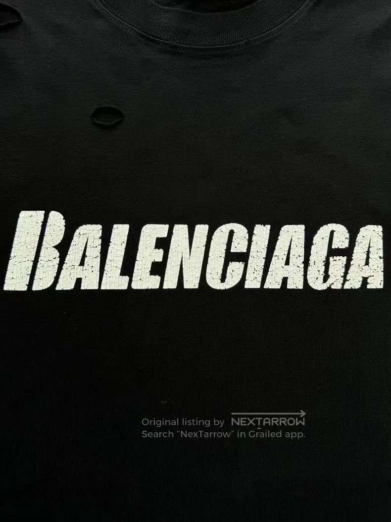 Balenciaga Balenciaga Black Distressed Short Sleeve. Size US XS / EU 42 / 0 - 3 Thumbnail