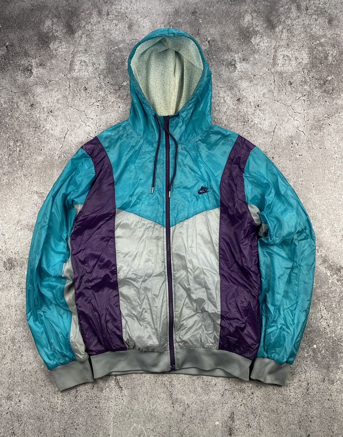 Nike × Vintage Vintage Nike Nylon Jacket Swoosh GorpCore Drill Style Size US S / EU 44-46 / 1 - 1 Thumbnail