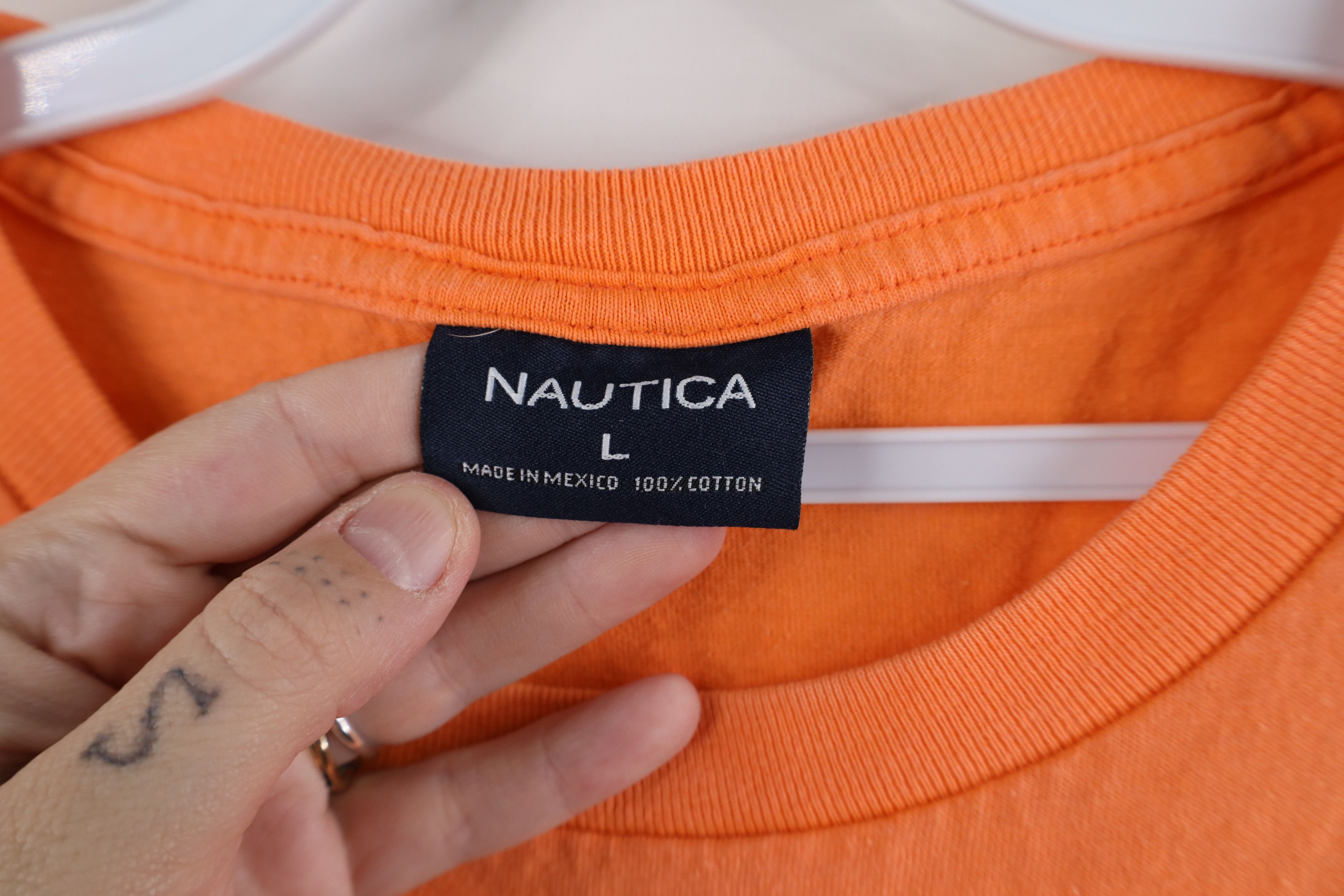 Nautica × Vintage Vintage 90s Nautica Spell Out Big Logo Sailboat T-Shirt Size US L / EU 52-54 / 3 - 8 Thumbnail