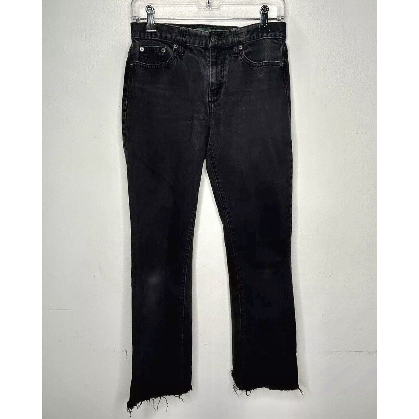 Ralph Lauren Ralph Lauren Washed Black Raw Hem Straight Jeans Size 2 Size 26" / US 2 / IT 38 - 1 Thumbnail