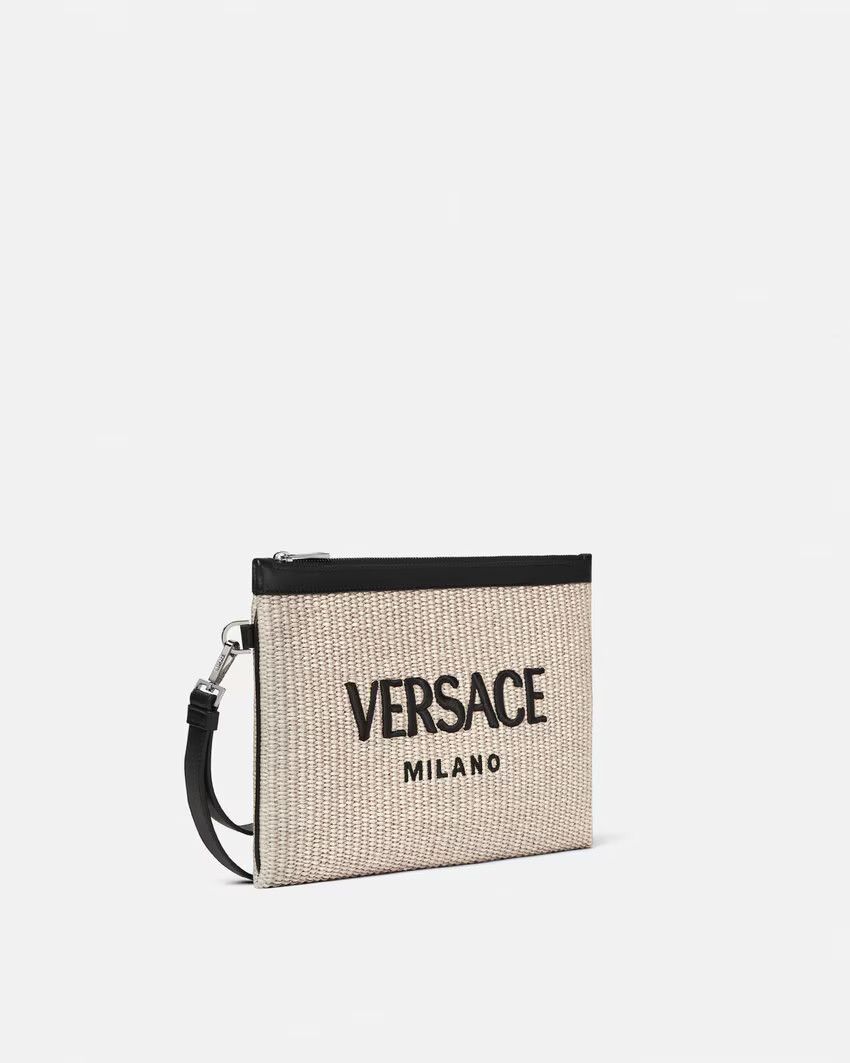 Versace o1s22i1n0125 Size: OS / Raffia Pouch in Beige Black Size ONE SIZE - 2 Thumbnail