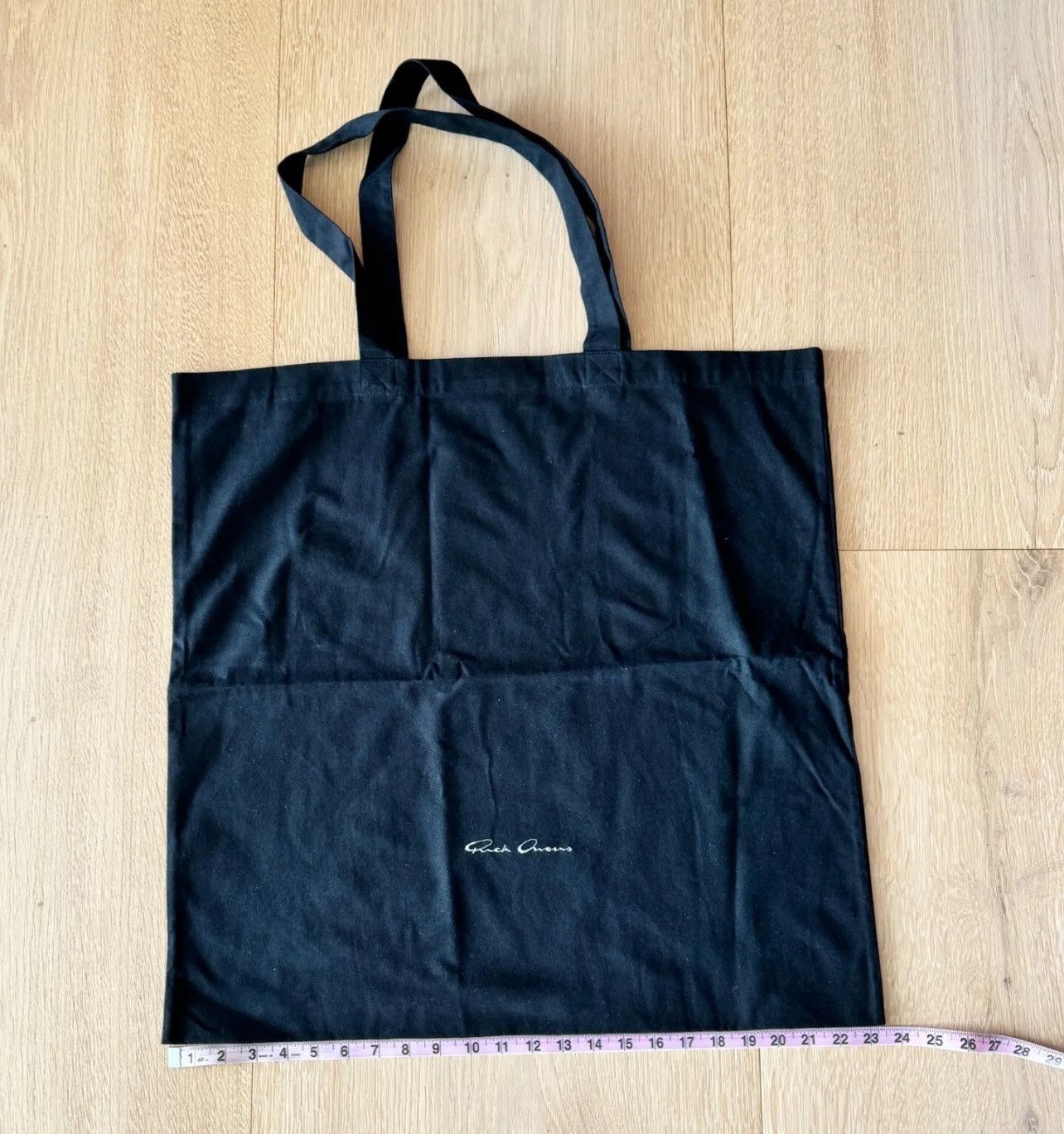 RICK OWENS BLACK 23”x23” CLOTH TOTE BAG