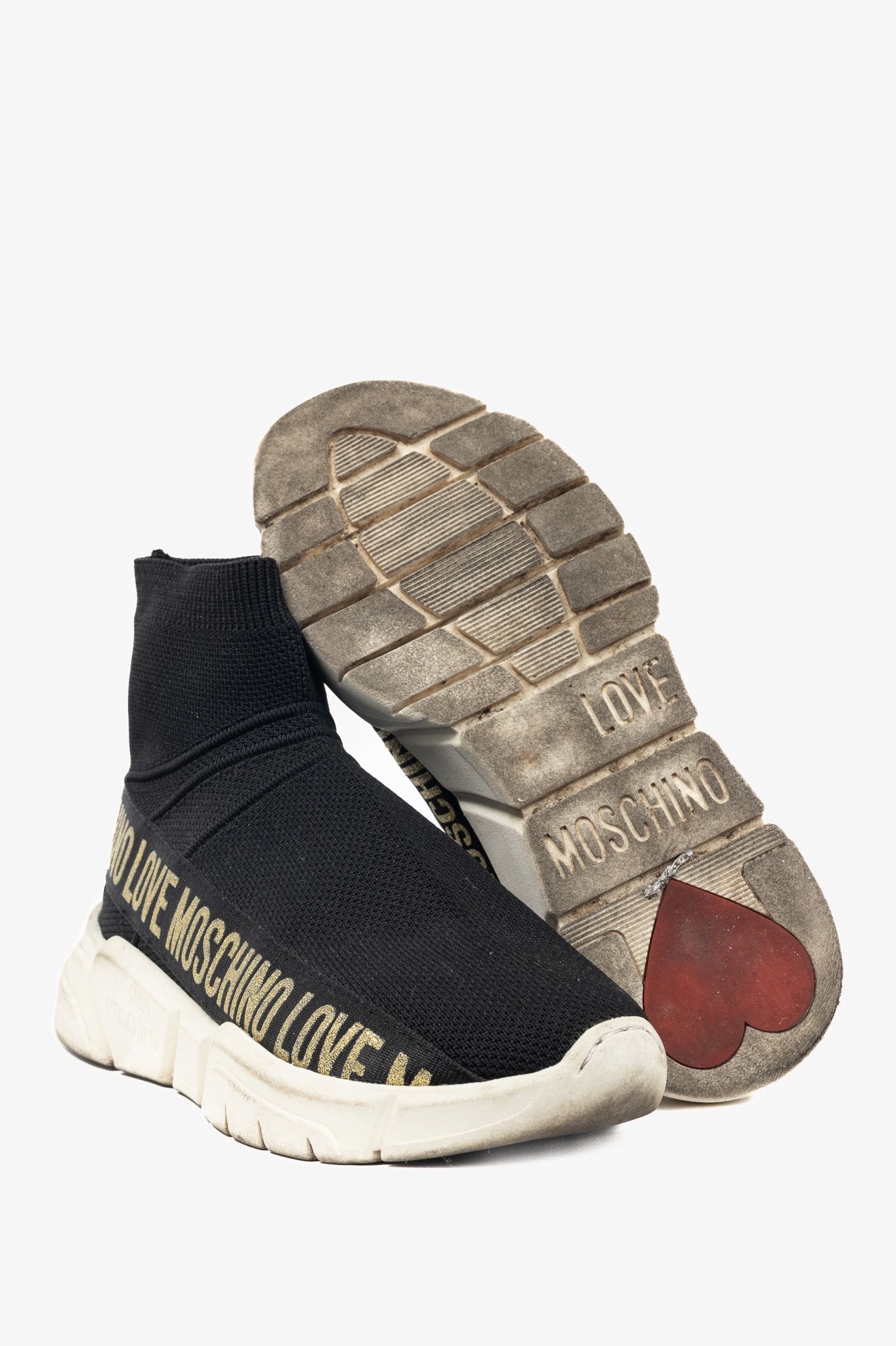 Love Moschino Love Moschino Black Glitter-Logo Sock Sneakers Size US 6.5 / IT 36.5 - 4 Thumbnail
