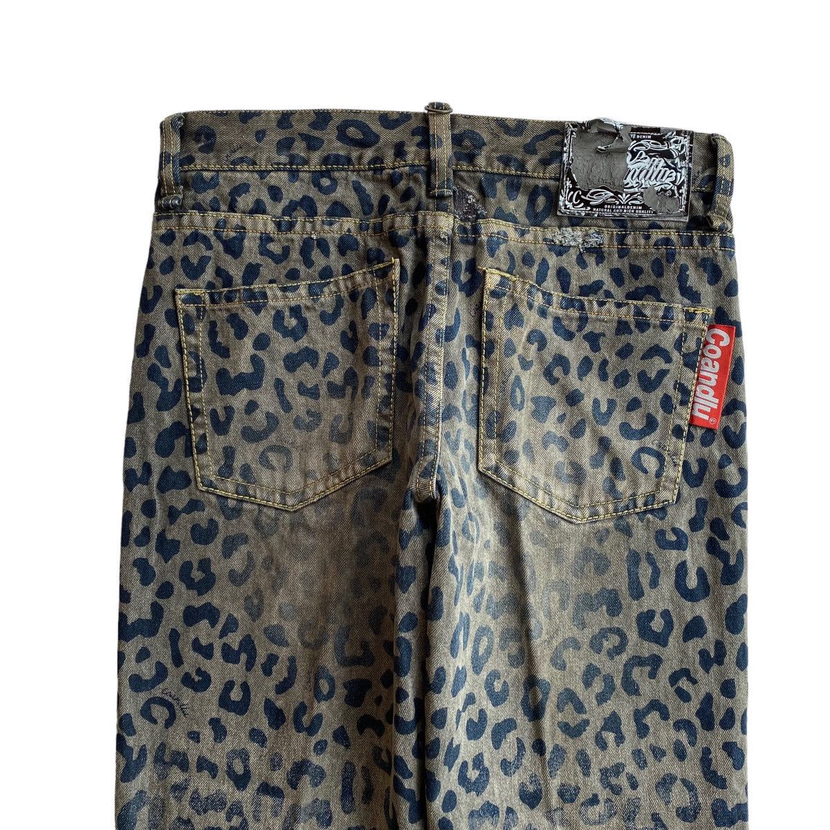 Hysteric Glamour × Japanese Brand Co&Lu Leopard Print Washed Denim Pants Size US 28 / EU 44 - 3 Thumbnail