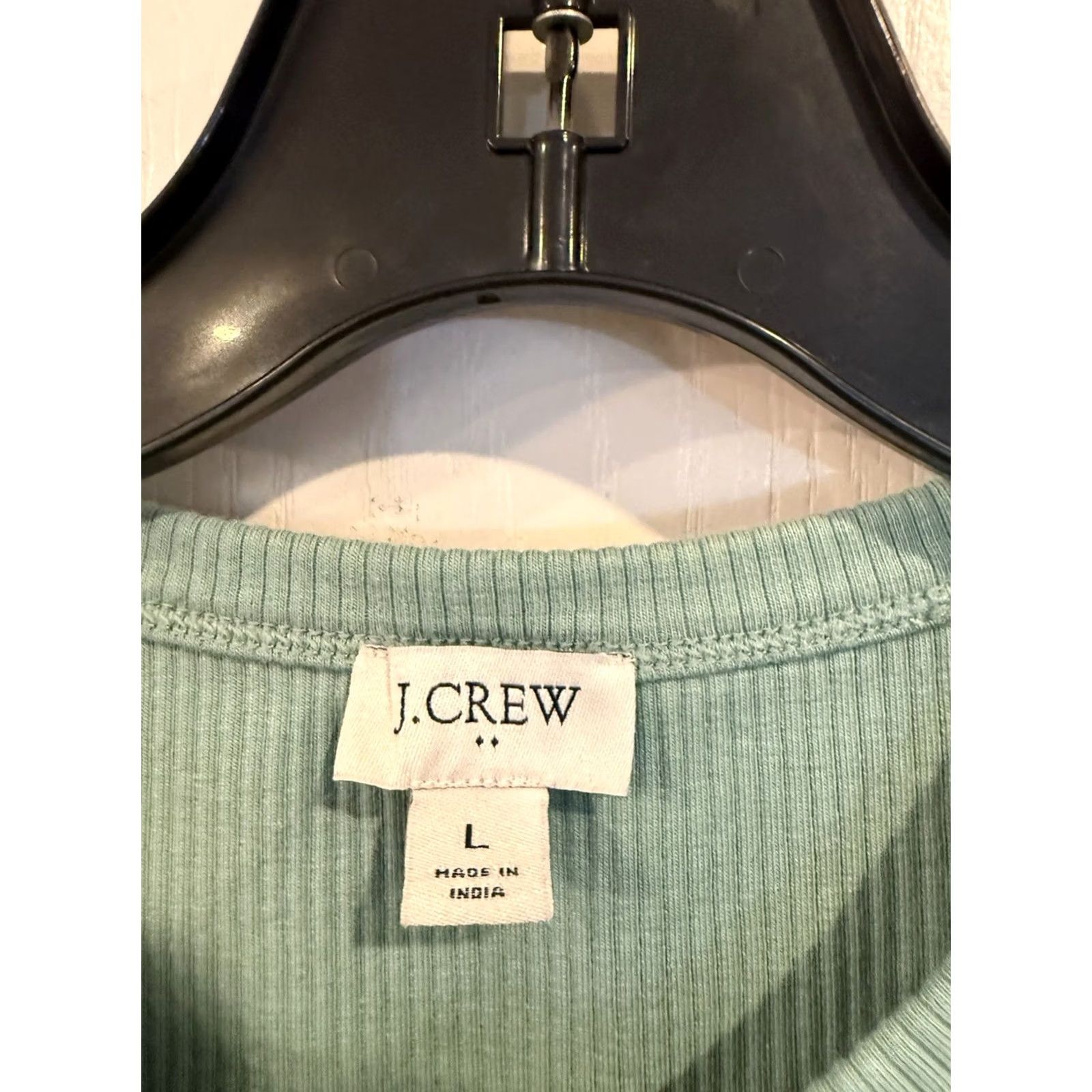 J.Crew J.Crew Tank Dress Women L Sage Green Ribbed-knit Cotton Blend Sleeveless Midi Solid Dress Length Medium/Knee? Size L / US 10 / IT 46 - 2 Thumbnail