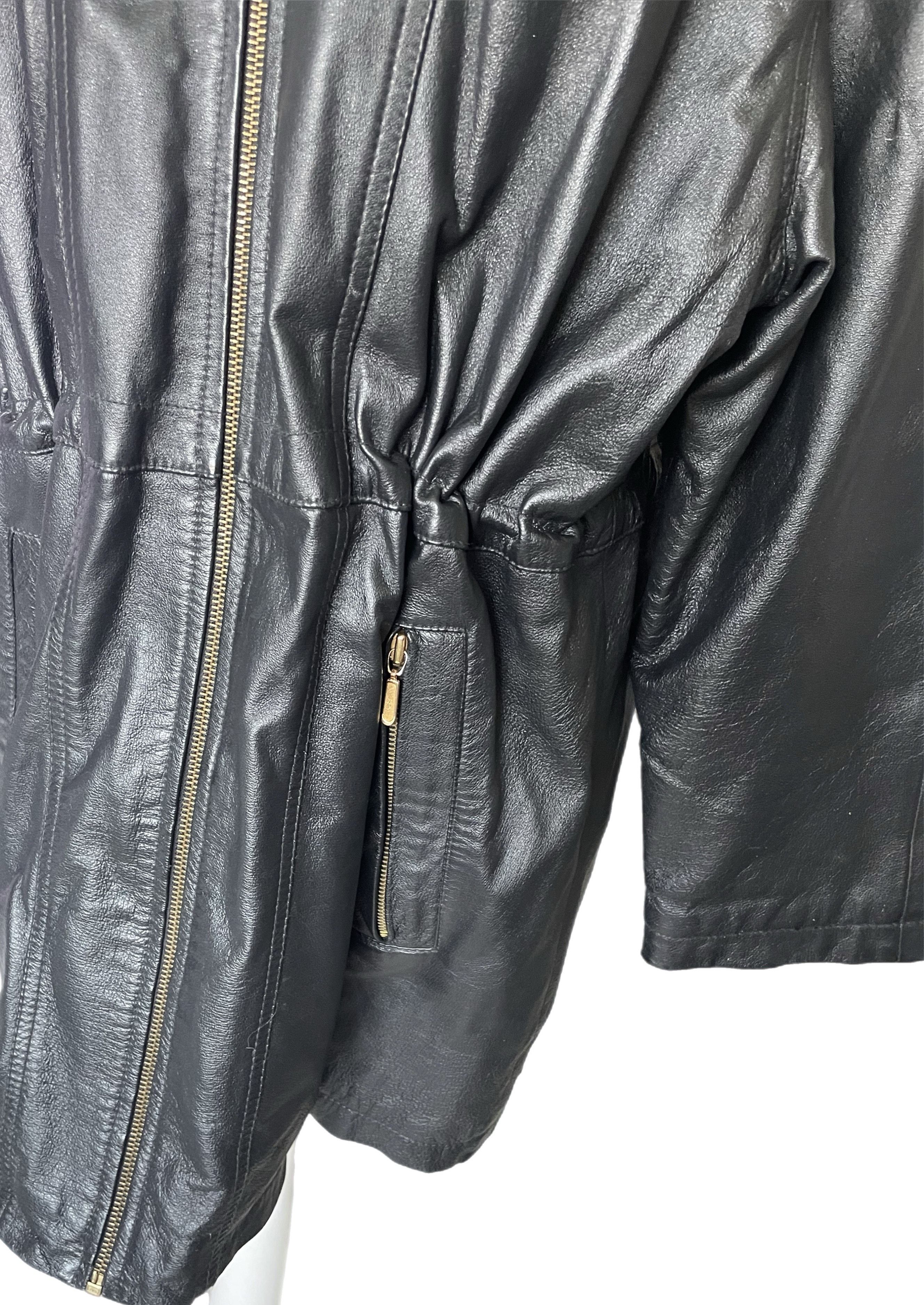 Other Women's Leather Jacket Avitano M Vintage Black 90s 1990s Size M / US 6-8 / IT 42-44 - 6 Thumbnail