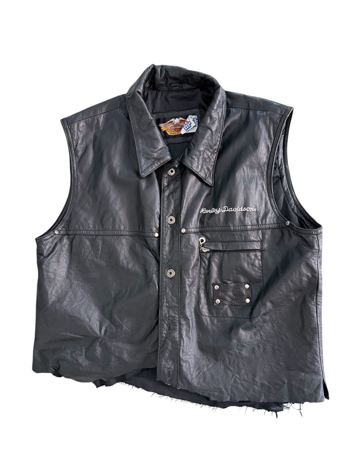 Harley Davidson Vintage leather☠️ PUNK 80's HARLEY DAVIDSON Biker VEST Size US L / EU 52-54 / 3 - 2 Thumbnail