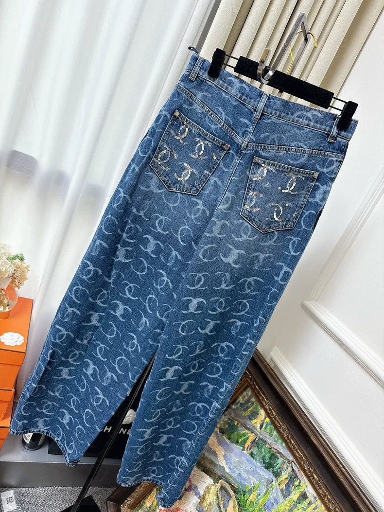Chanel Chanel 23N Blue Graffiti CC Wide-Leg Jeans Size 37" - 2 Thumbnail