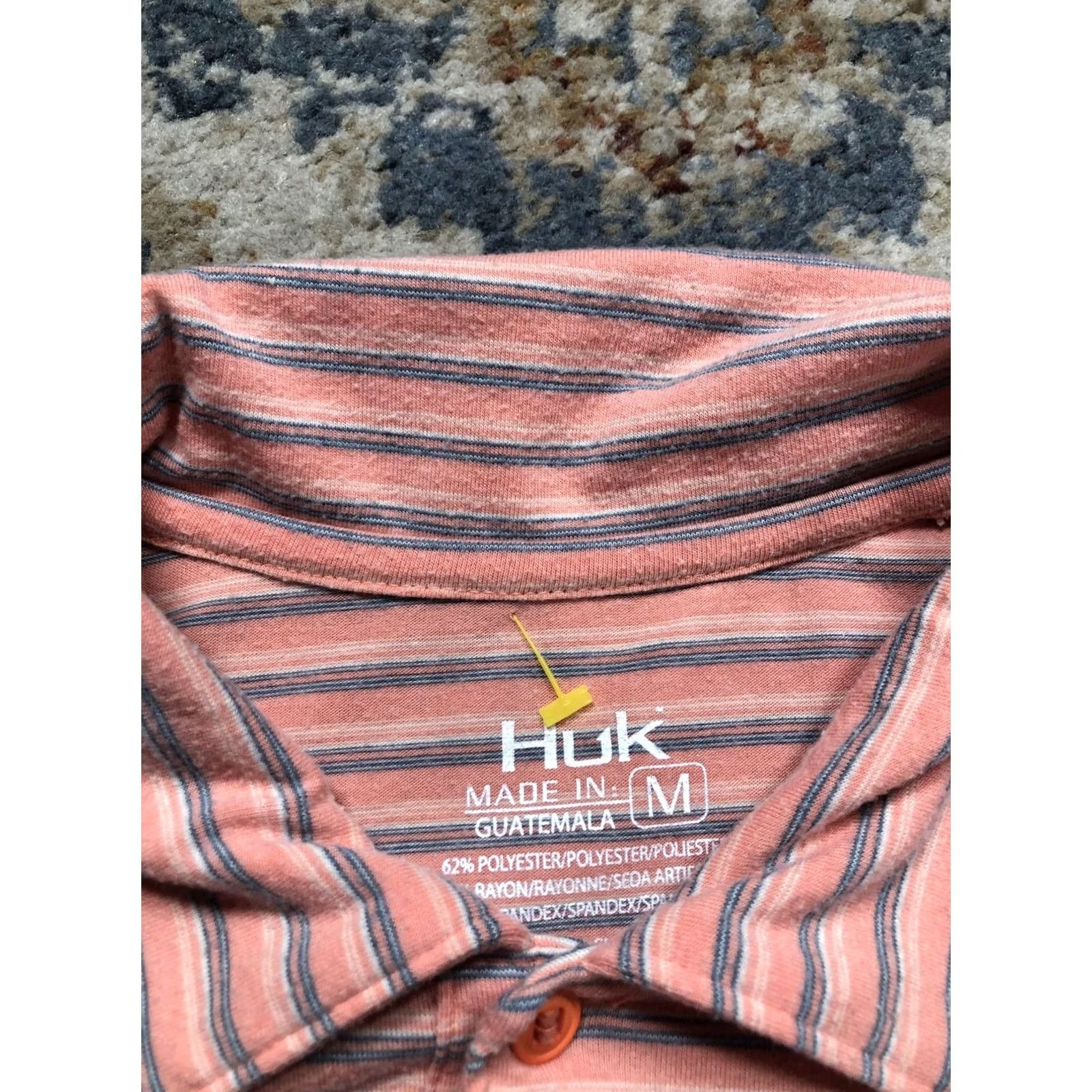 Vintage Huk Polo Shirt Mens M Pink Stripe Performance Stretch Short Sleeve Fishing Shirt Size US M / EU 48-50 / 2 - 7 Thumbnail