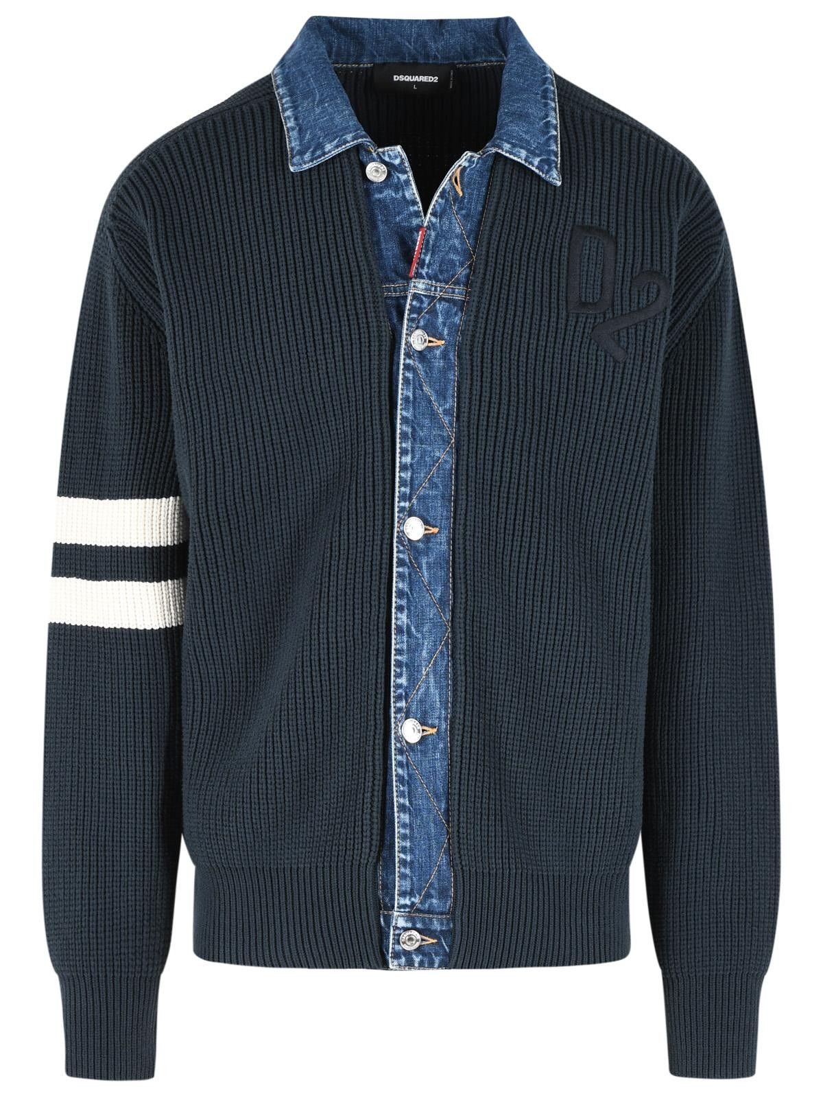 Dsquared2 DSQUARED2 Blue Cotton Blend Sweater Size US L / EU 52-54 / 3 - 1 Thumbnail