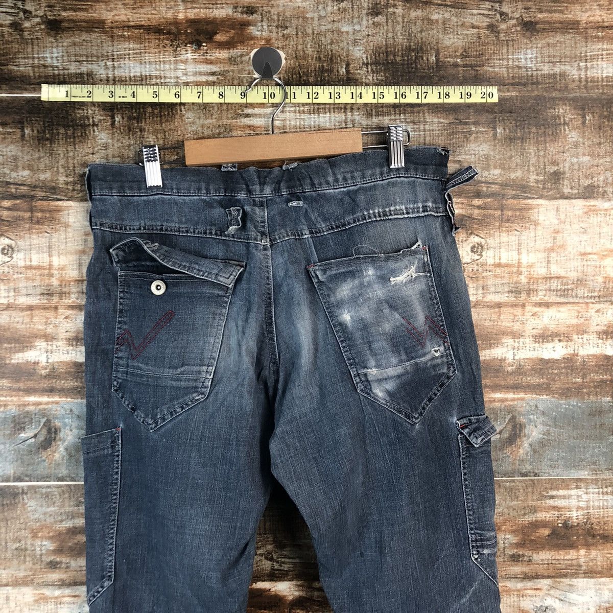 Japanese Brand Field Core Blue Distressed Denim Pants #A2106 Size US 32 / EU 48 - 18 Thumbnail