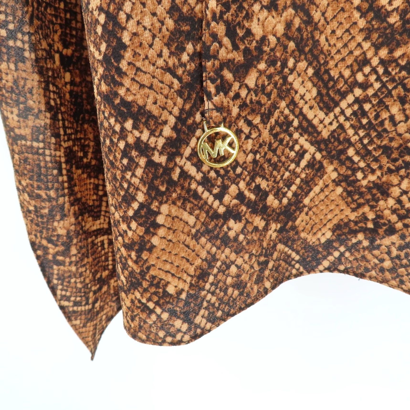 Michael Kors Michael Kors Women Shirt S/M Brown Snakeskin Print Cover Up Top Shirt Size S / US 4 / IT 40 - 4 Thumbnail