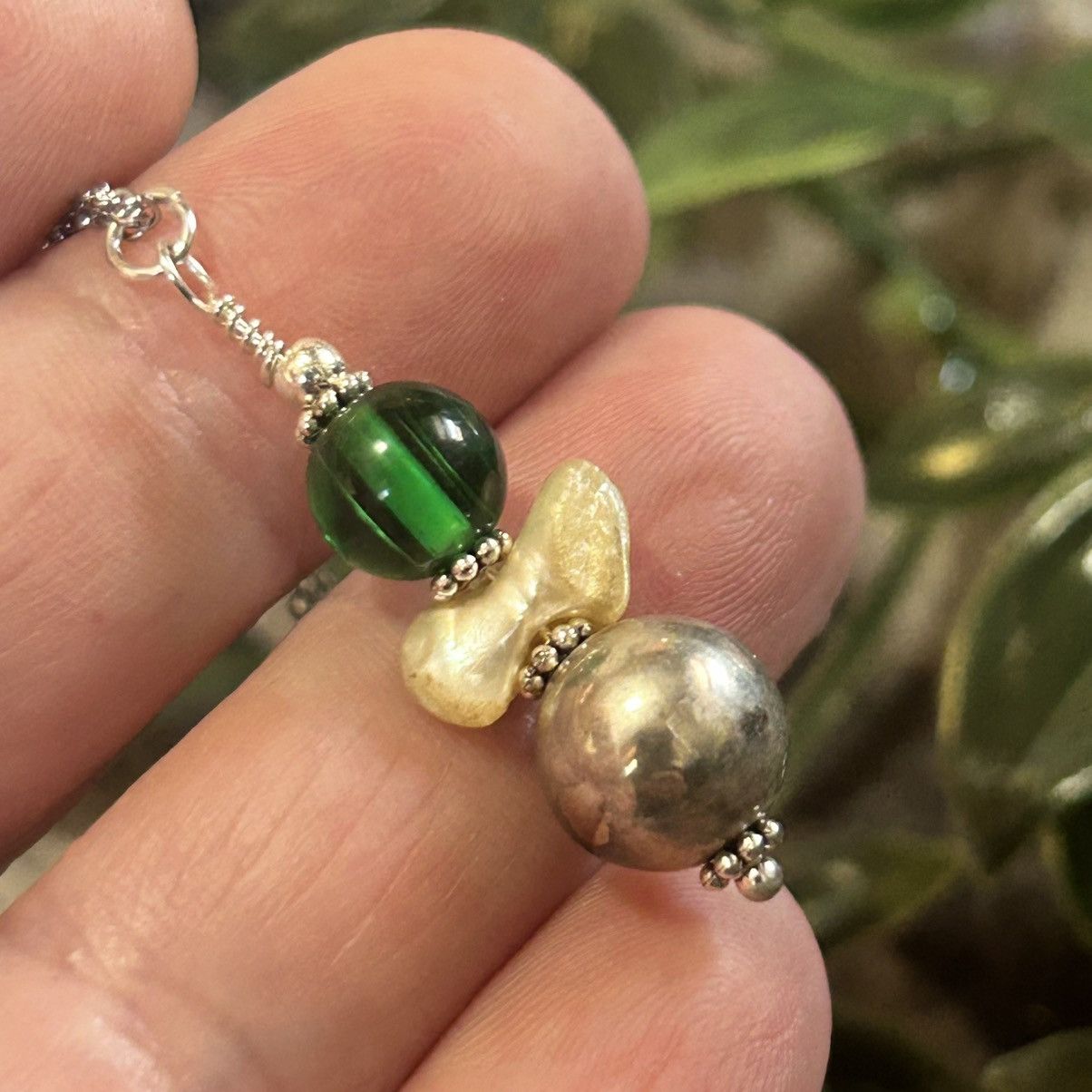 Handmade Handcrafted vintage bead drop pendant on chain necklace Size ONE SIZE - 1 Thumbnail