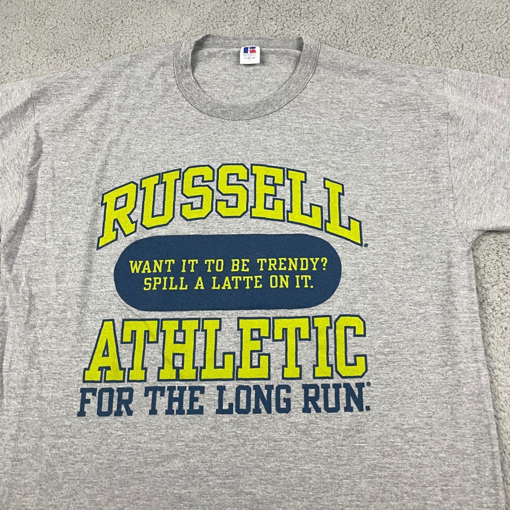Russell Athletic VINTAGE Russell Athletic Tshirt Adult XL Gray Workout Nublend Latte Men's Size US XL / EU 56 / 4 - 6 Thumbnail