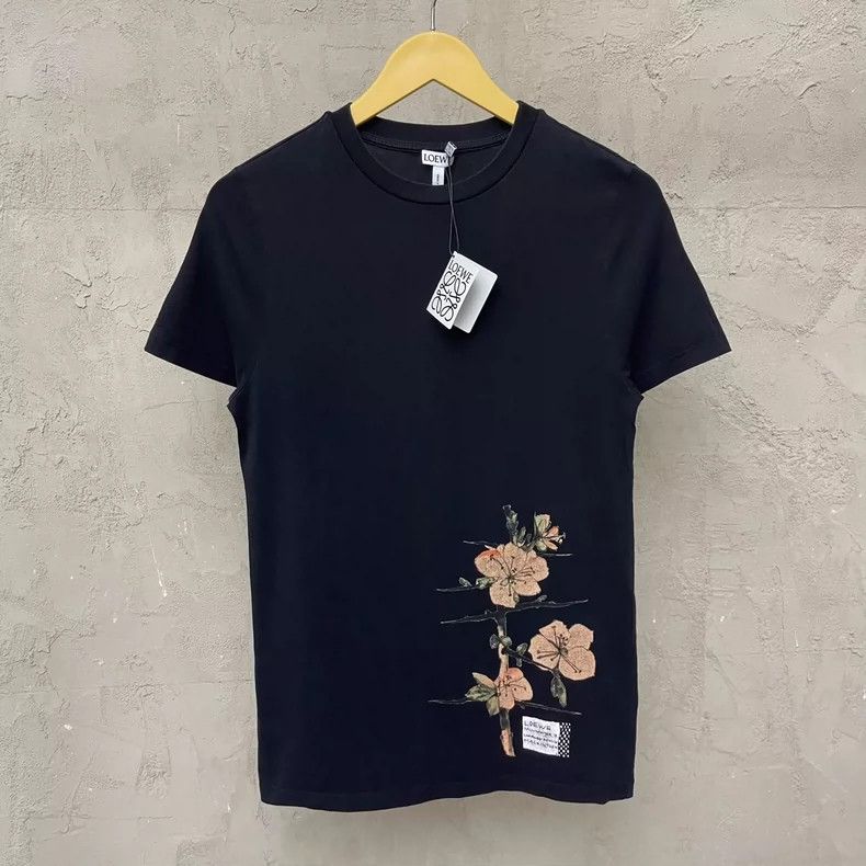 Loewe Black Floral Logo Short Sleeve T-Shirt-dmc