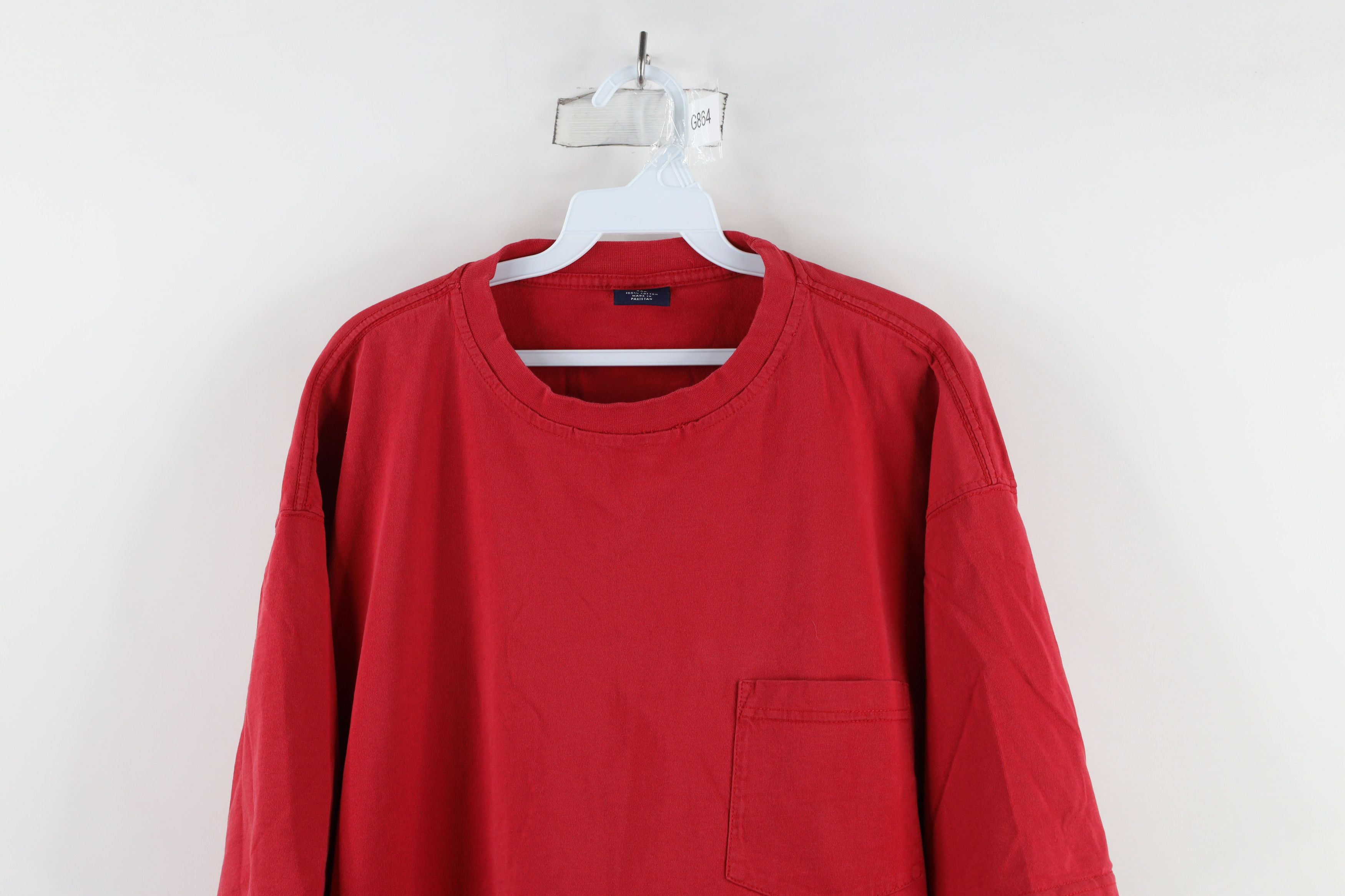 Vintage Vintage 90s Streetwear Blank Heavyweight Pocket T-Shirt Red Size US XXL / EU 58 / 5 - 2 Thumbnail