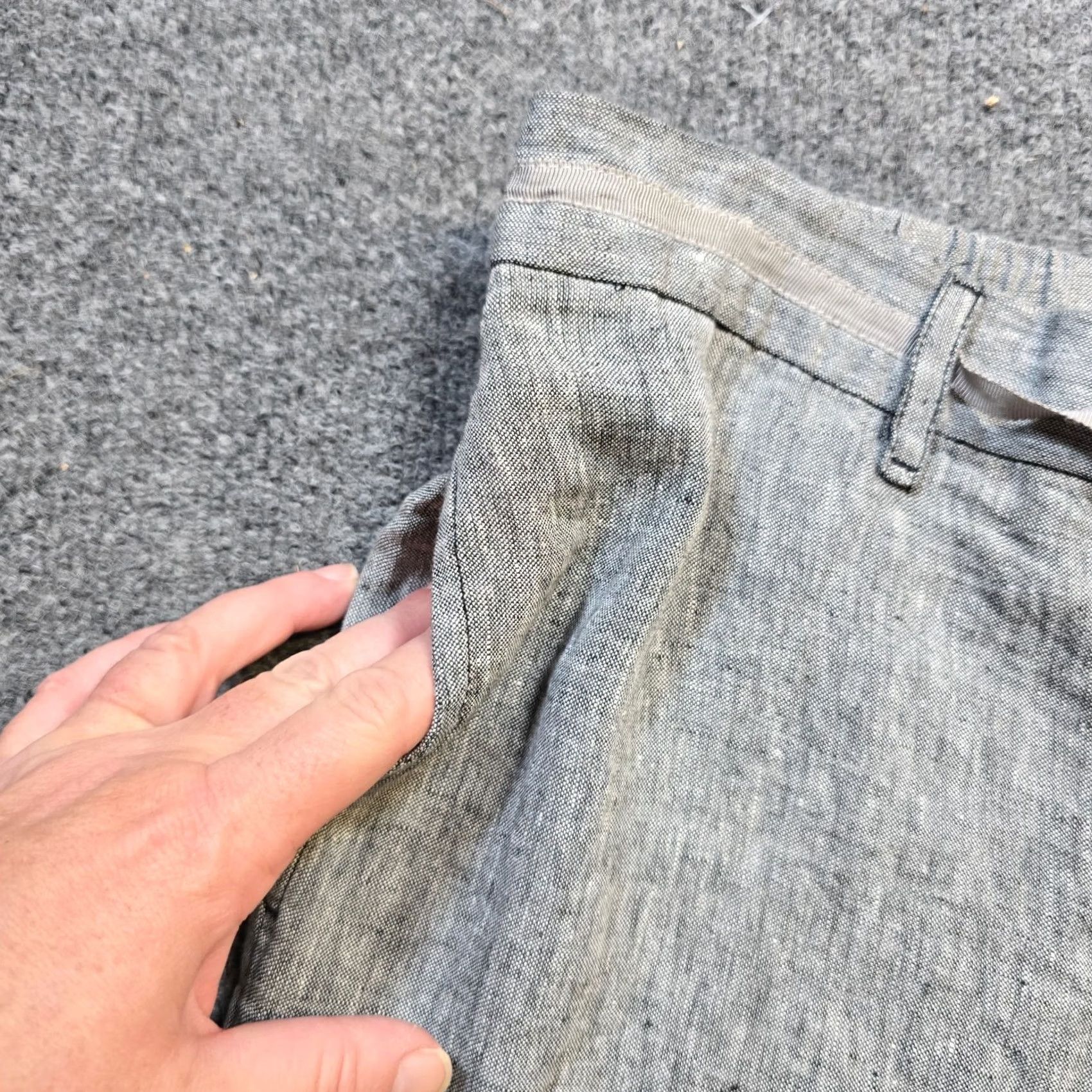 Vintage Chicos Pants Women Size 10 Gray Linen Pull On Straight Lagenlook Career Casual Shirt Pant for Women, Regular, XS? Size 30" / US 8 / IT 44 - 4 Thumbnail