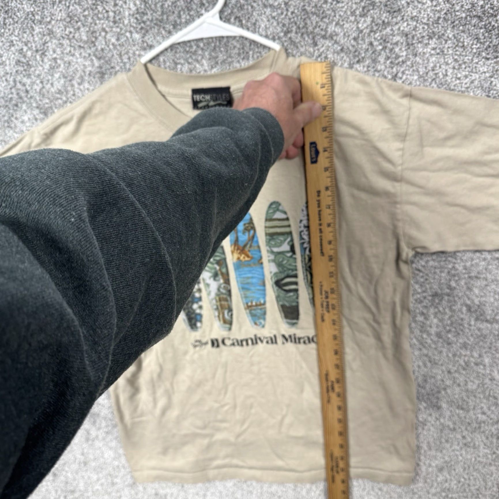 Vintage VINTAGE Techstyles Sportswear Carnival Miracle T-shirt M The Fun Ship Artsy Surfboard Skater Cruise Beach Mens T-Shirt Beige Cotton Graphic Print Size US M / EU 48-50 / 2 - 3 Thumbnail