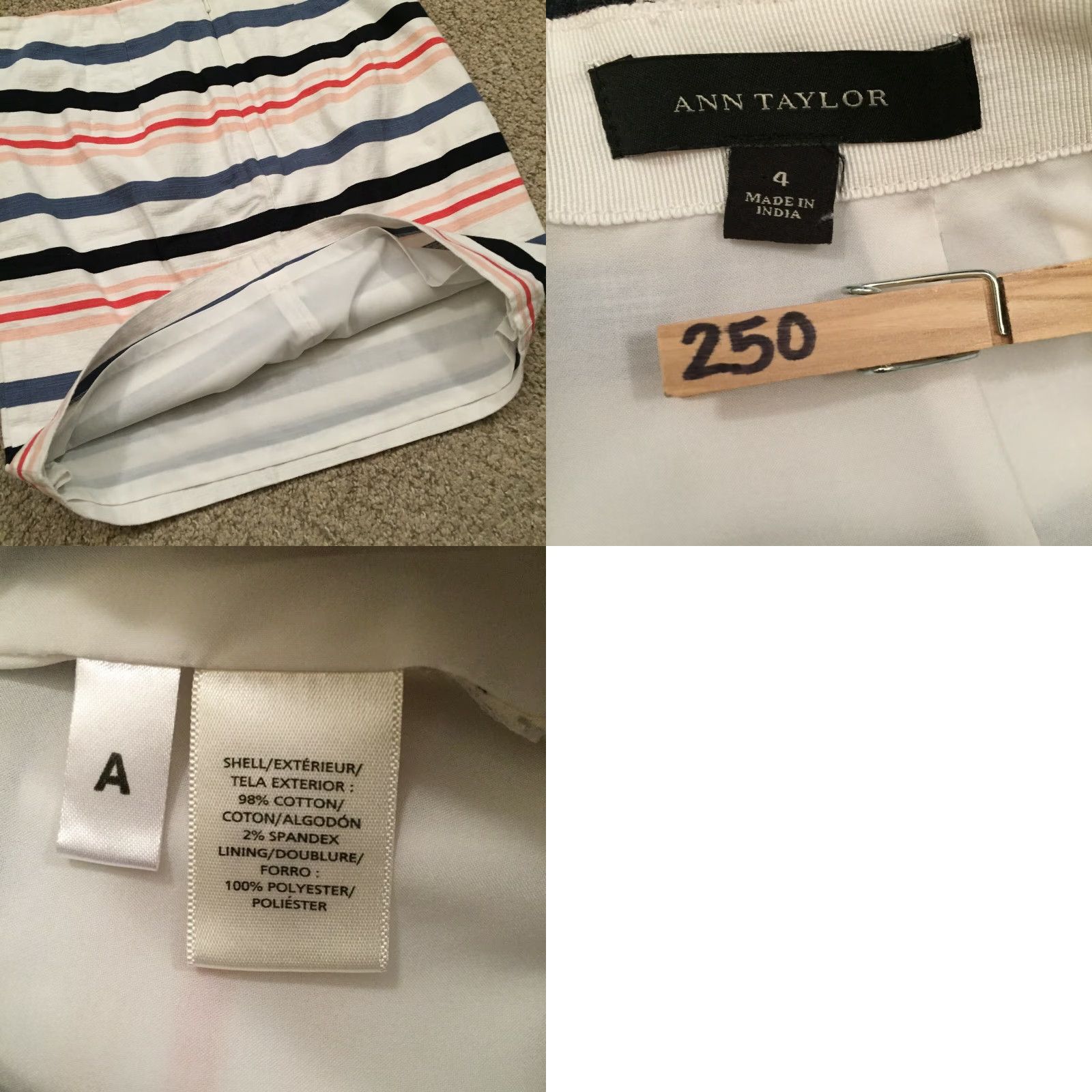 Ann Taylor Ann Taylor Skirt Pencil Size 4 Striped Lined Multicolor Knee Length Women Regular Zip Casual, Cotton Blend, Cadence Not applicable Size 27" / US 4 / IT 40 - 8 Thumbnail