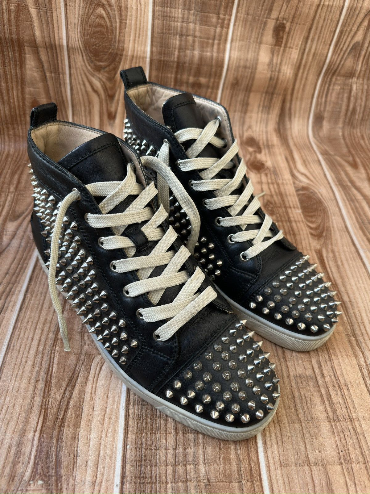 Christian Louboutin Black / Silver Spikes Hightops