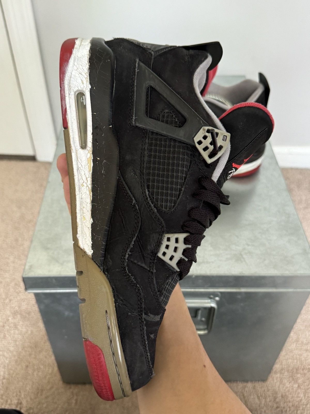 Jordan Brand × Nike Jordan 4 Bred 2012 Size 9 US Used Size US 9 / EU 42 - 12 Thumbnail