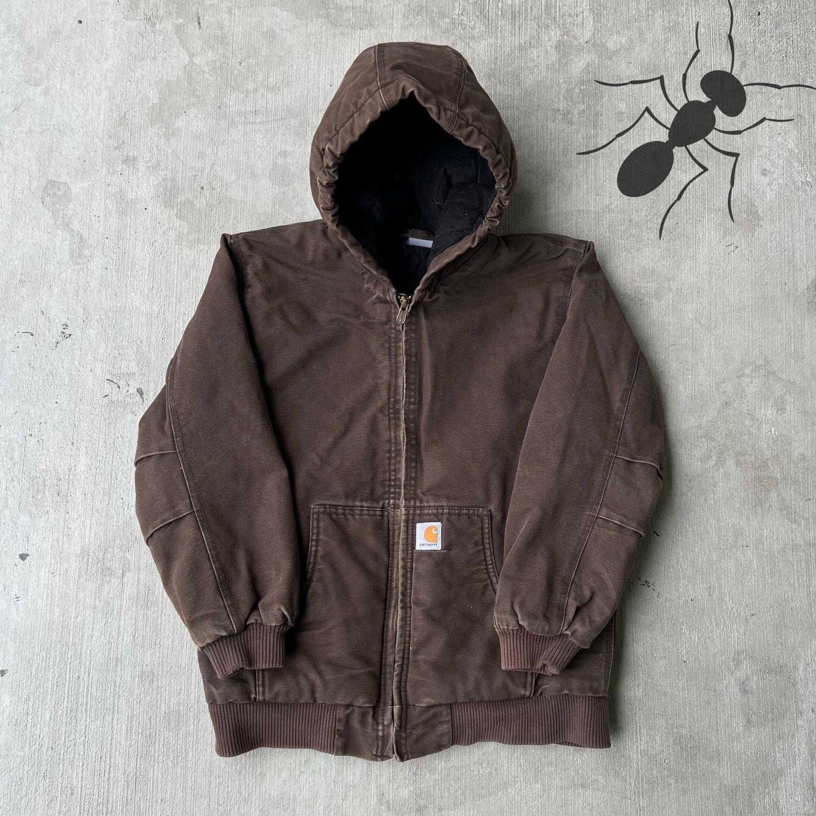 Carhartt × Vintage Carhartt YOUTH brown hooded work wear jacket Size US XS / EU 42 / 0 - 1 Thumbnail
