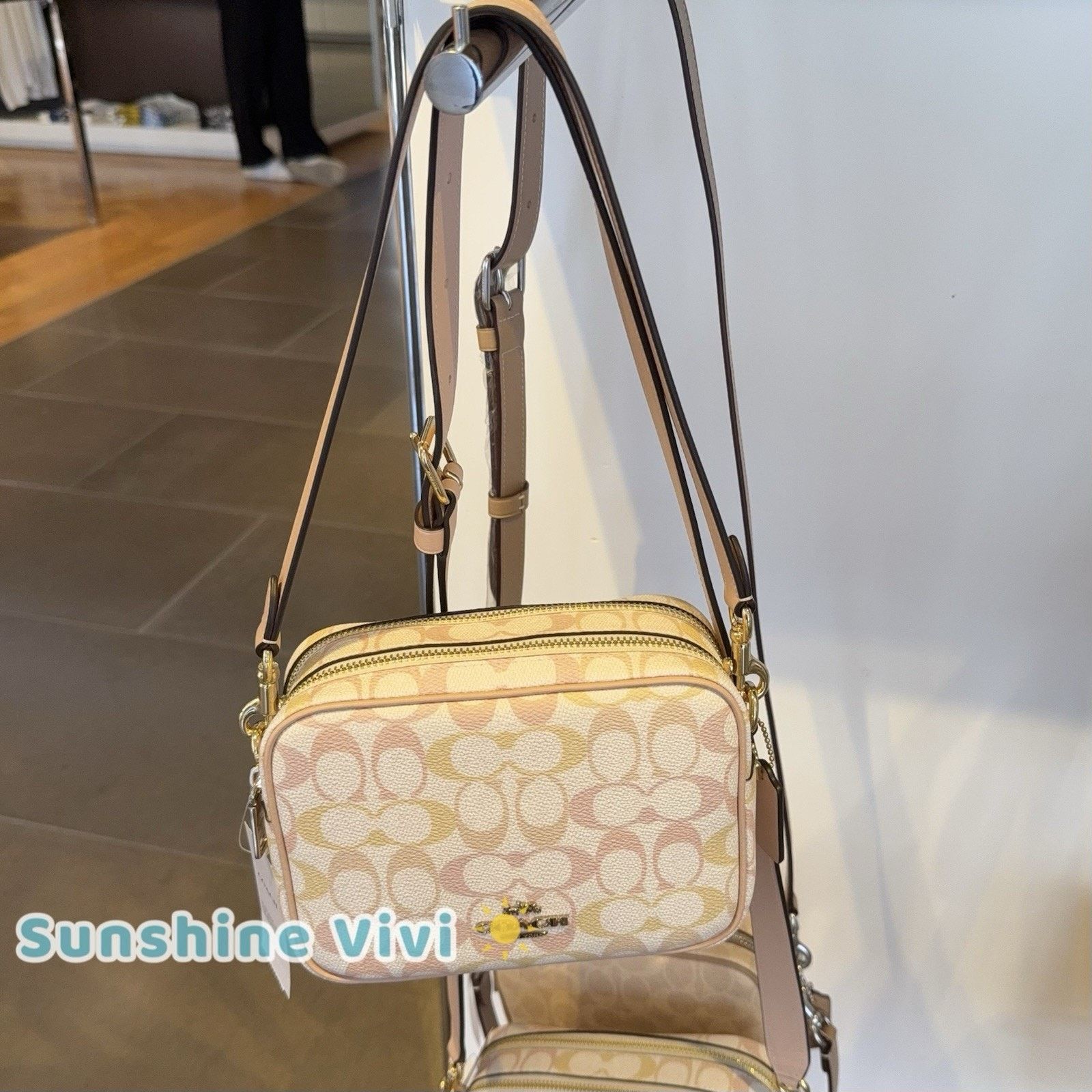 Coach NWT Coach Mini Carey Crossbody Bag Canvas CEK72 Chalk/Pink Size ONE SIZE - 5 Thumbnail