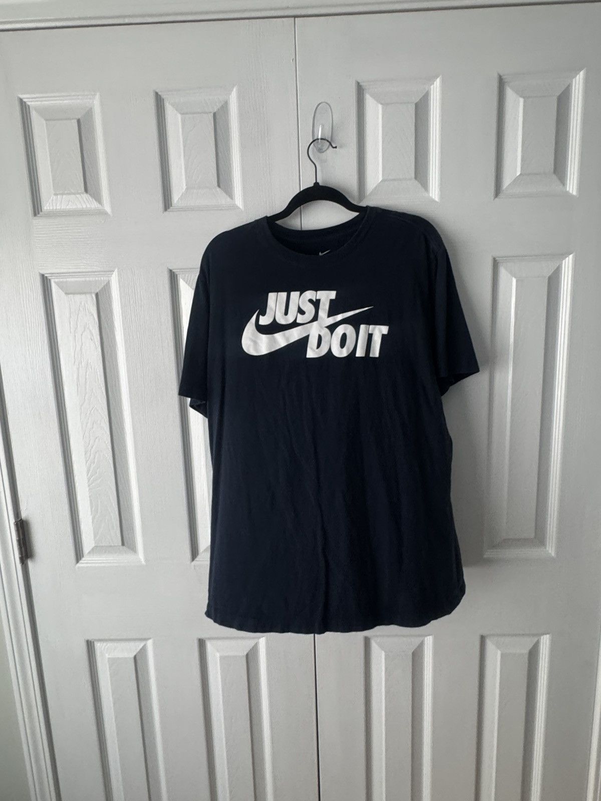 Nike Nike Navy Blue T-Shirt L Mens Jumbo Swoosh White Just Do It Size US L / EU 52-54 / 3 - 1 Thumbnail