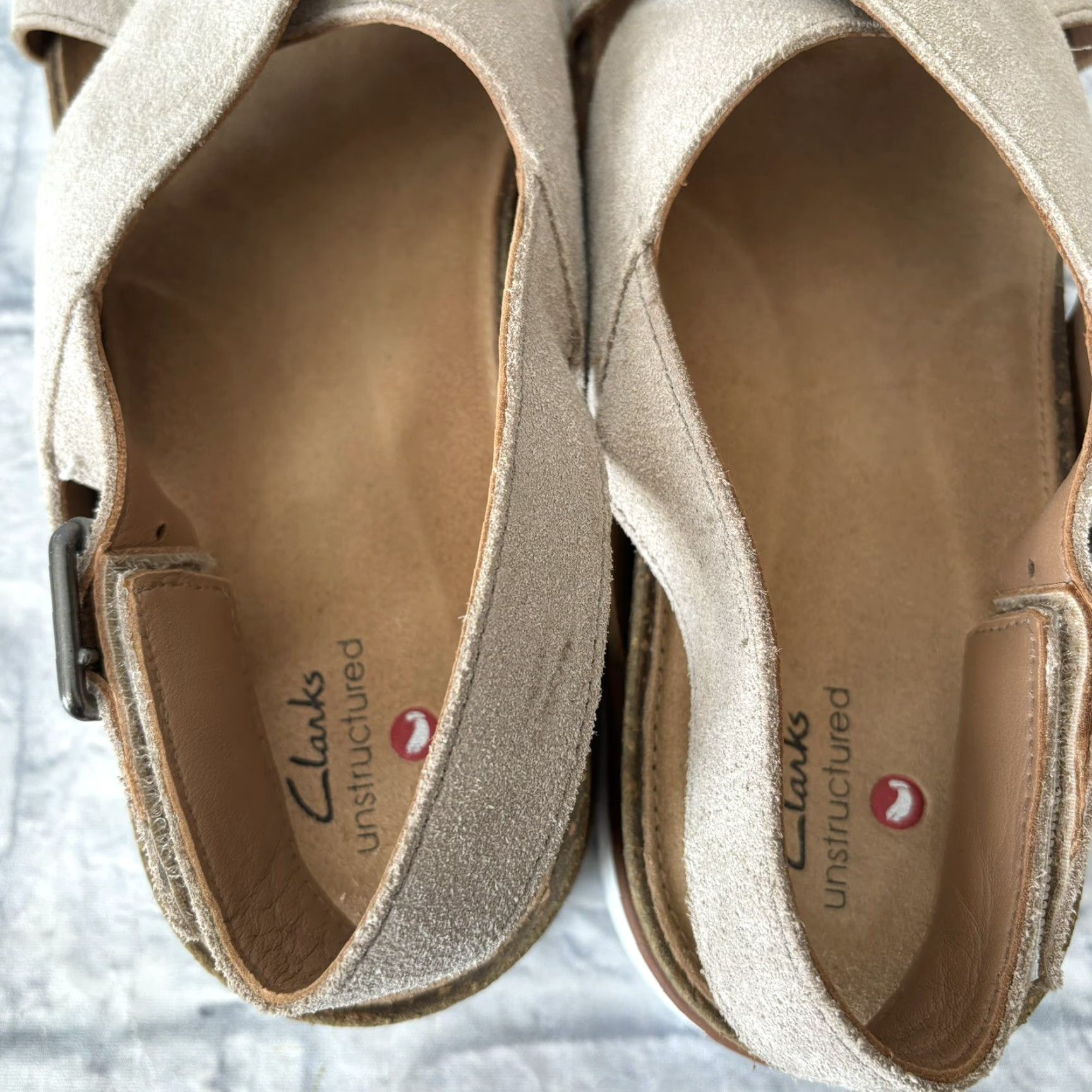 Clarks Clarks Elayne Cross Sandals Beige Suede Cork Women’s Size 9.5 US Leather Lining, Cross, Slingback, Women, Sandal Size US 10 / IT 40 - 6 Thumbnail